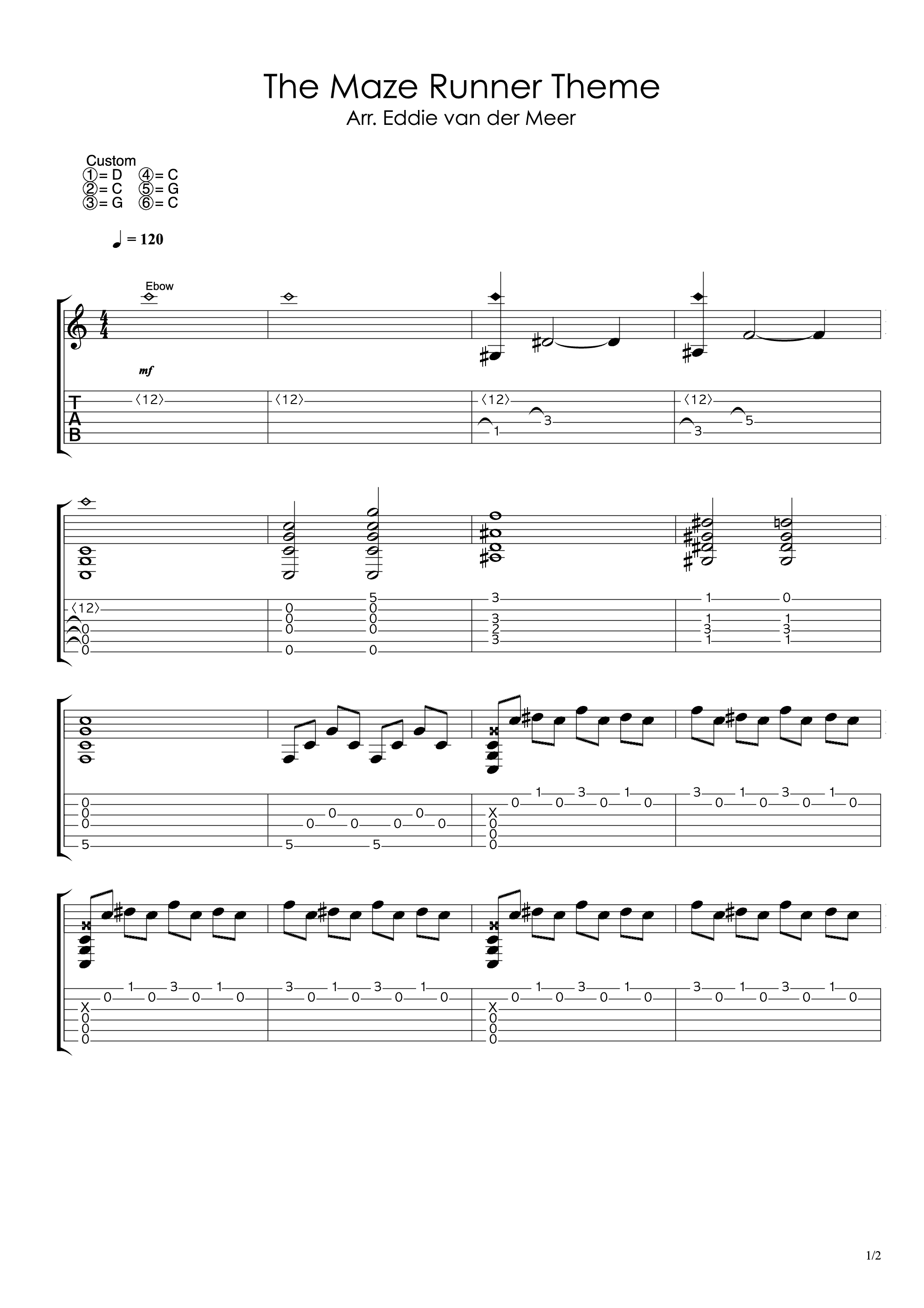 The Maze Runner (电影：《移动迷宫》) 主题曲吉他谱1