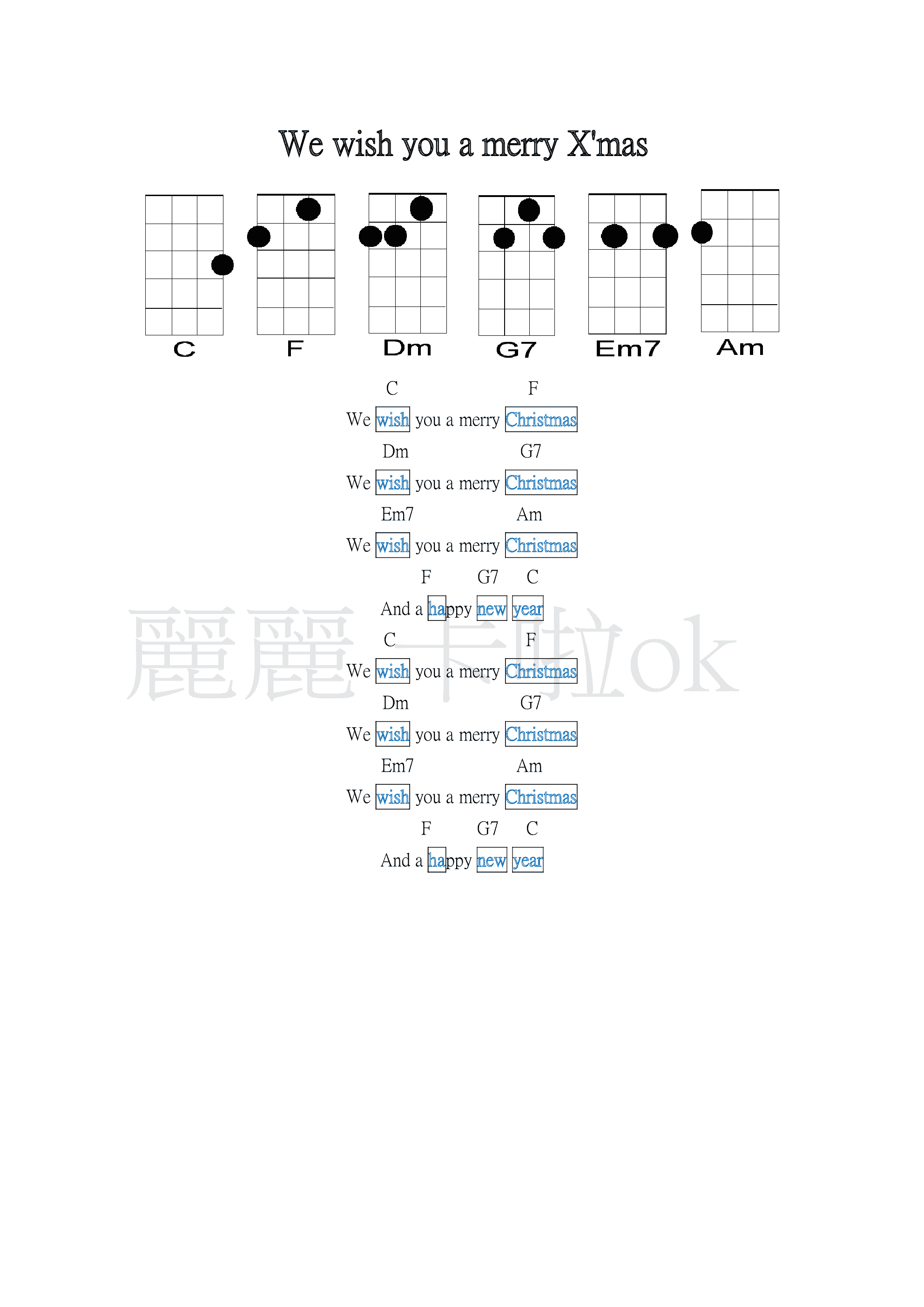 We Wish You a Merry X‘mas吉他谱1