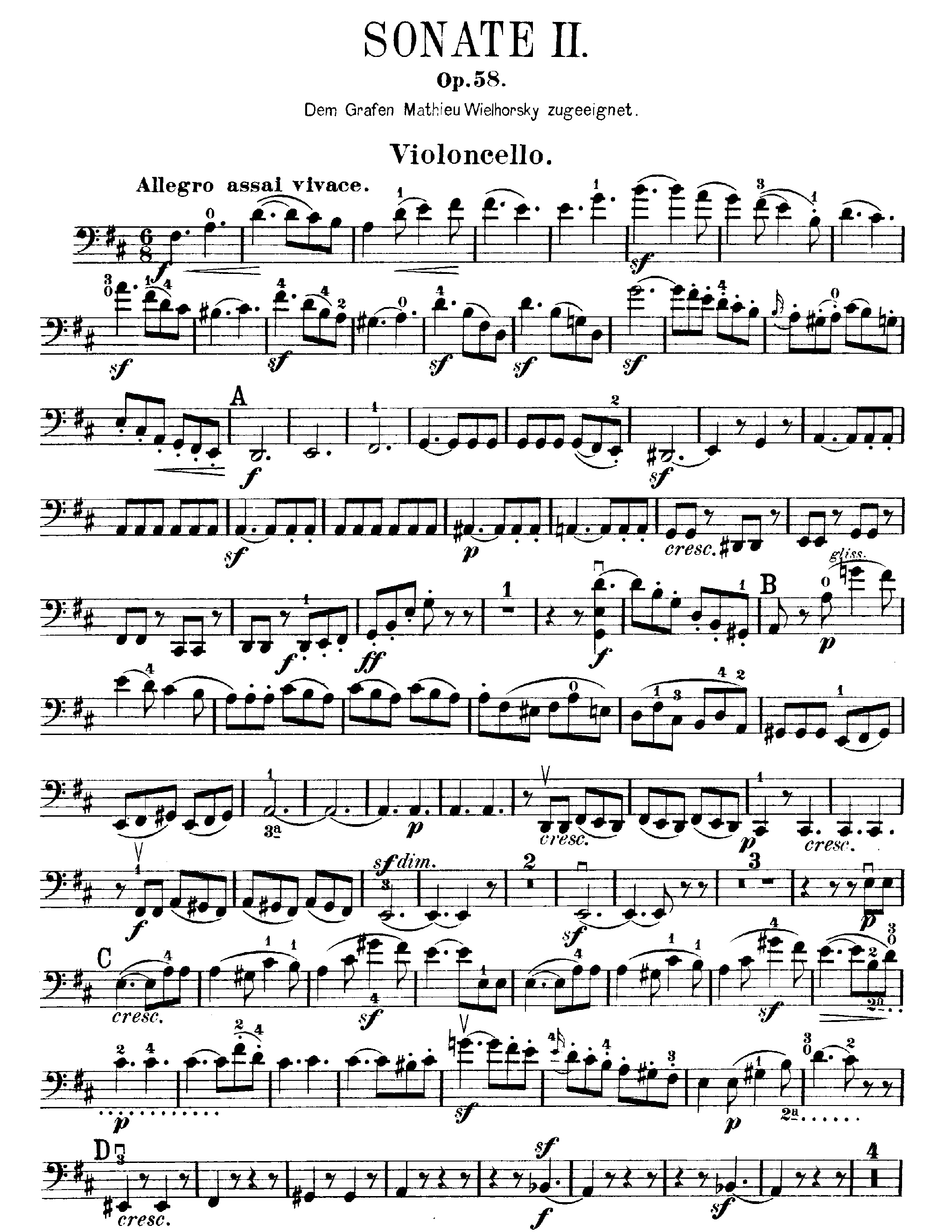 Felix Mendelssohn: Cello Sonata No.2 in D major Op.58 - 1. Allegro assai vivace吉他谱1