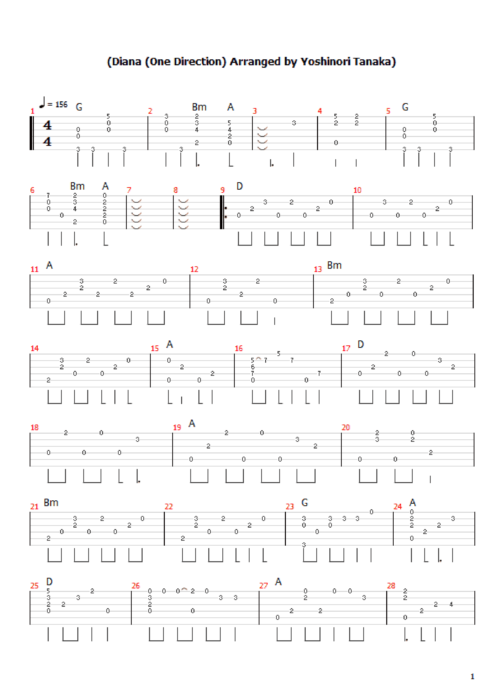Diana(Guitar Solo cover 田中佳憲 )吉他谱1