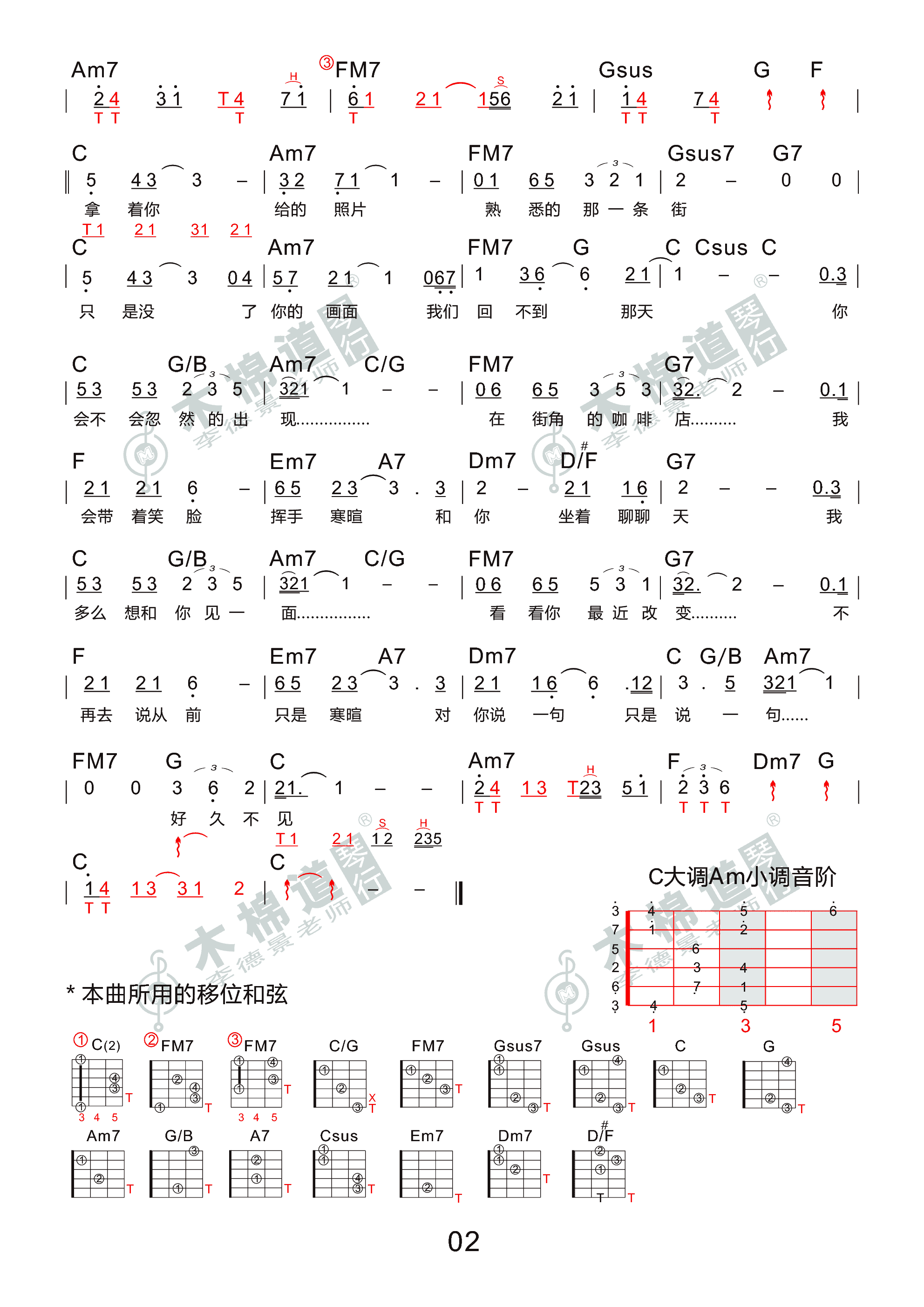 好久不见(四合一吉他谱  木棉道琴行)吉他谱2