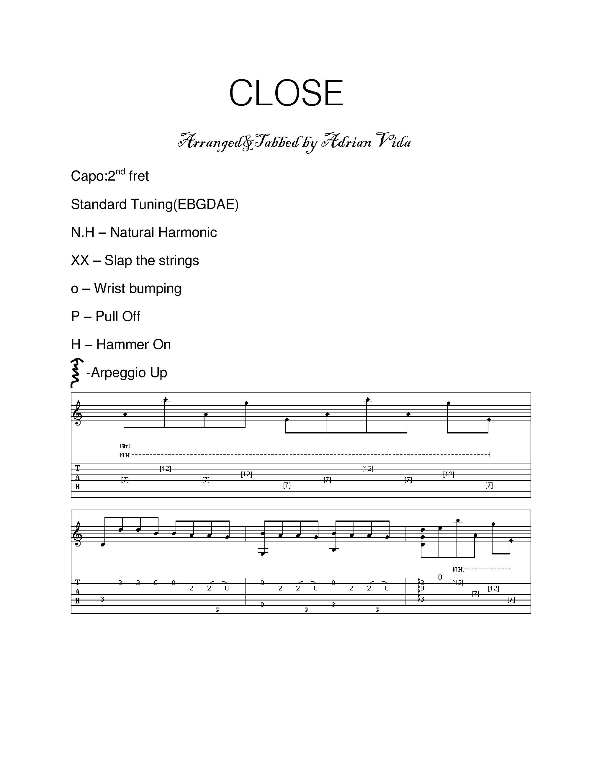 Close(指弹版中级难度)吉他谱1