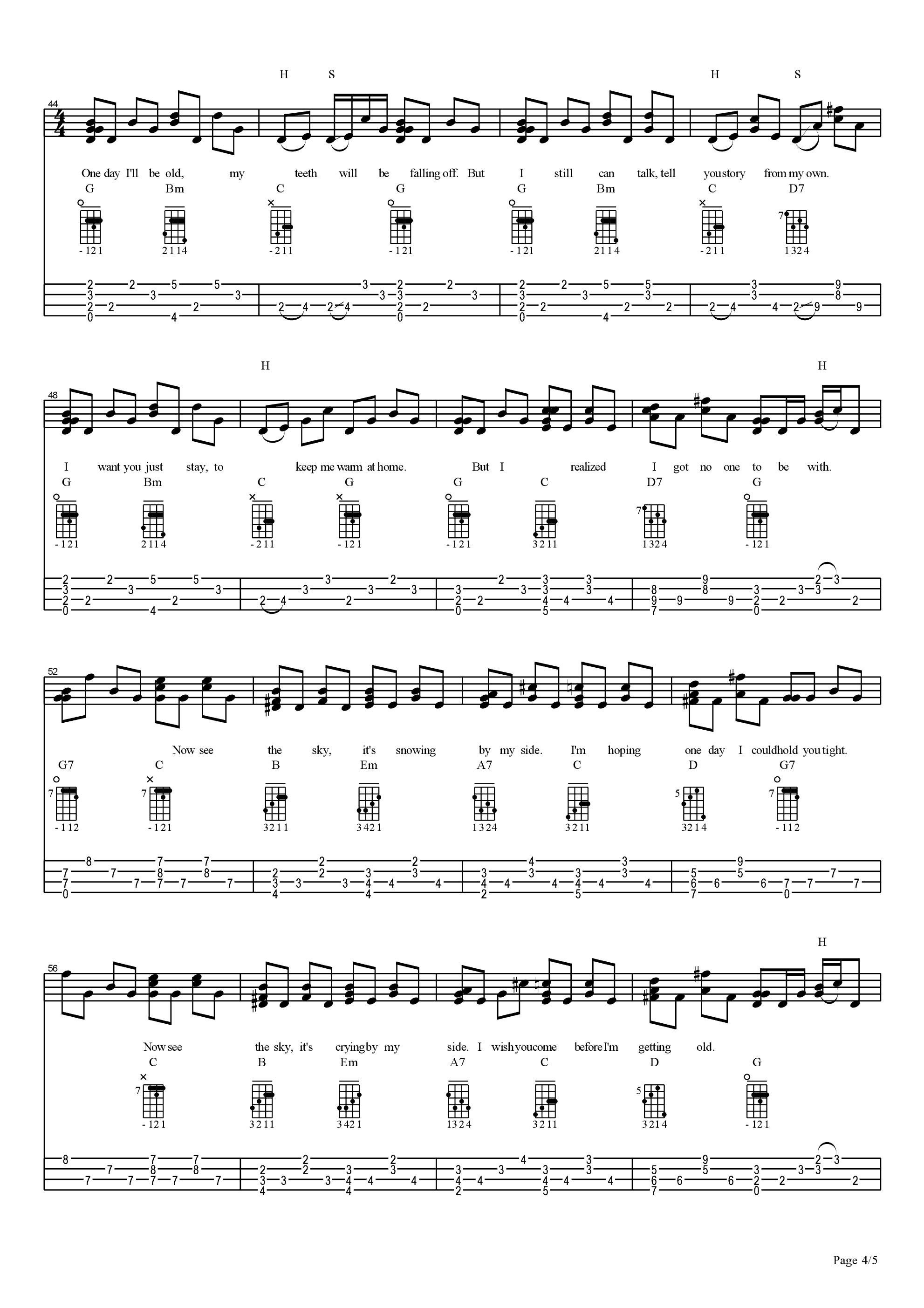 I wish you come before I am getting old吉他谱4