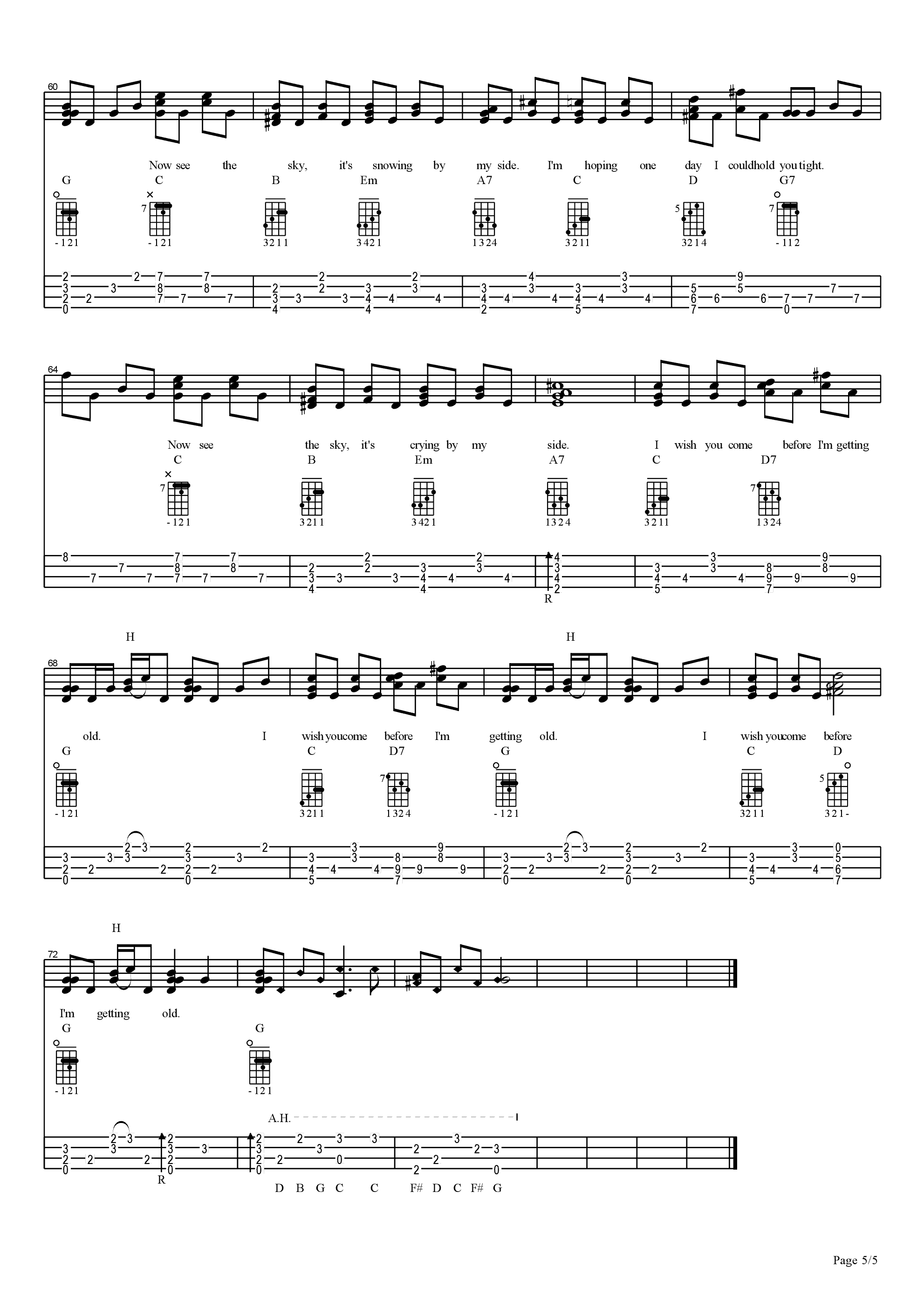 I wish you come before I am getting old吉他谱5