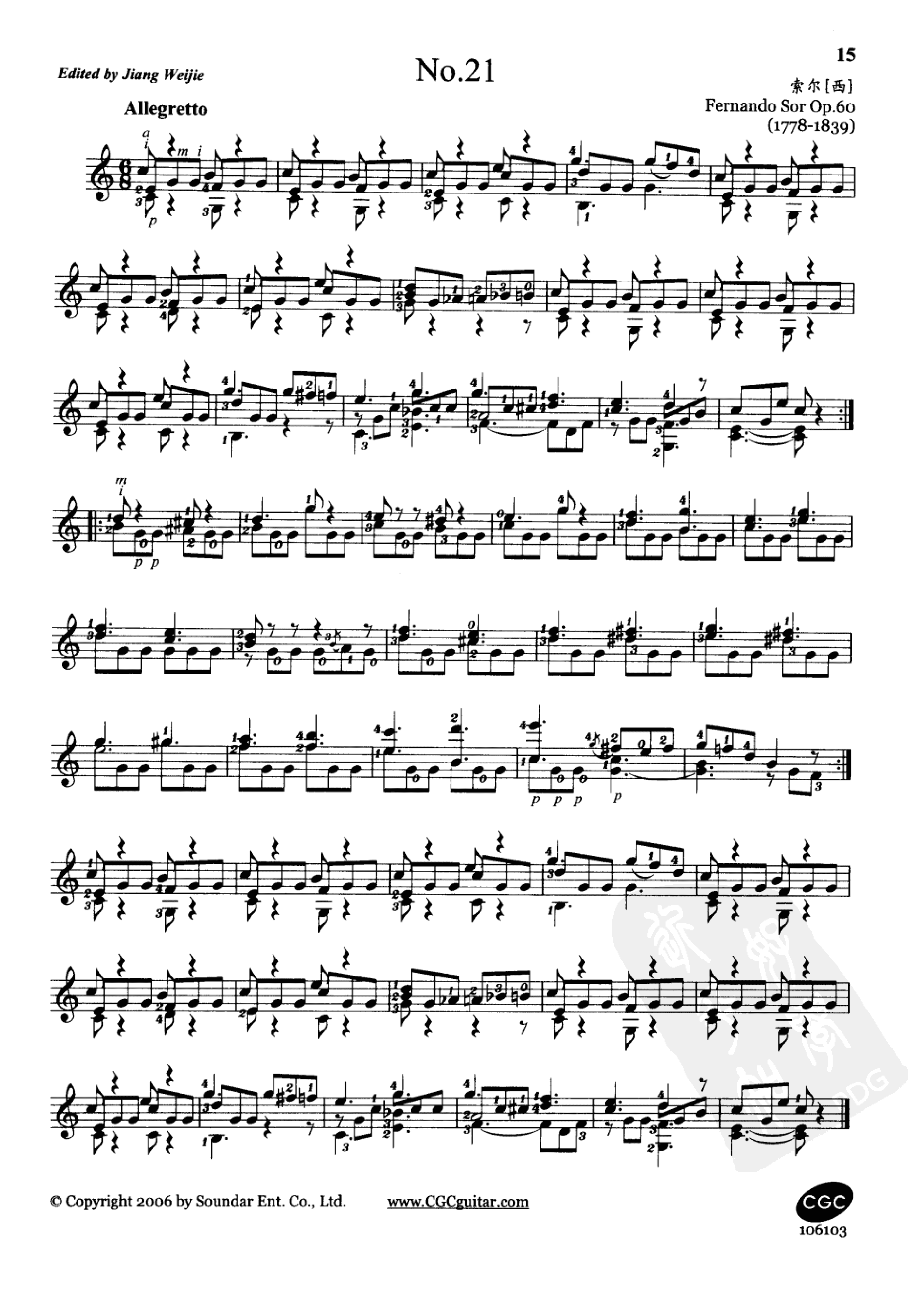 Op.60 No.21吉他谱1