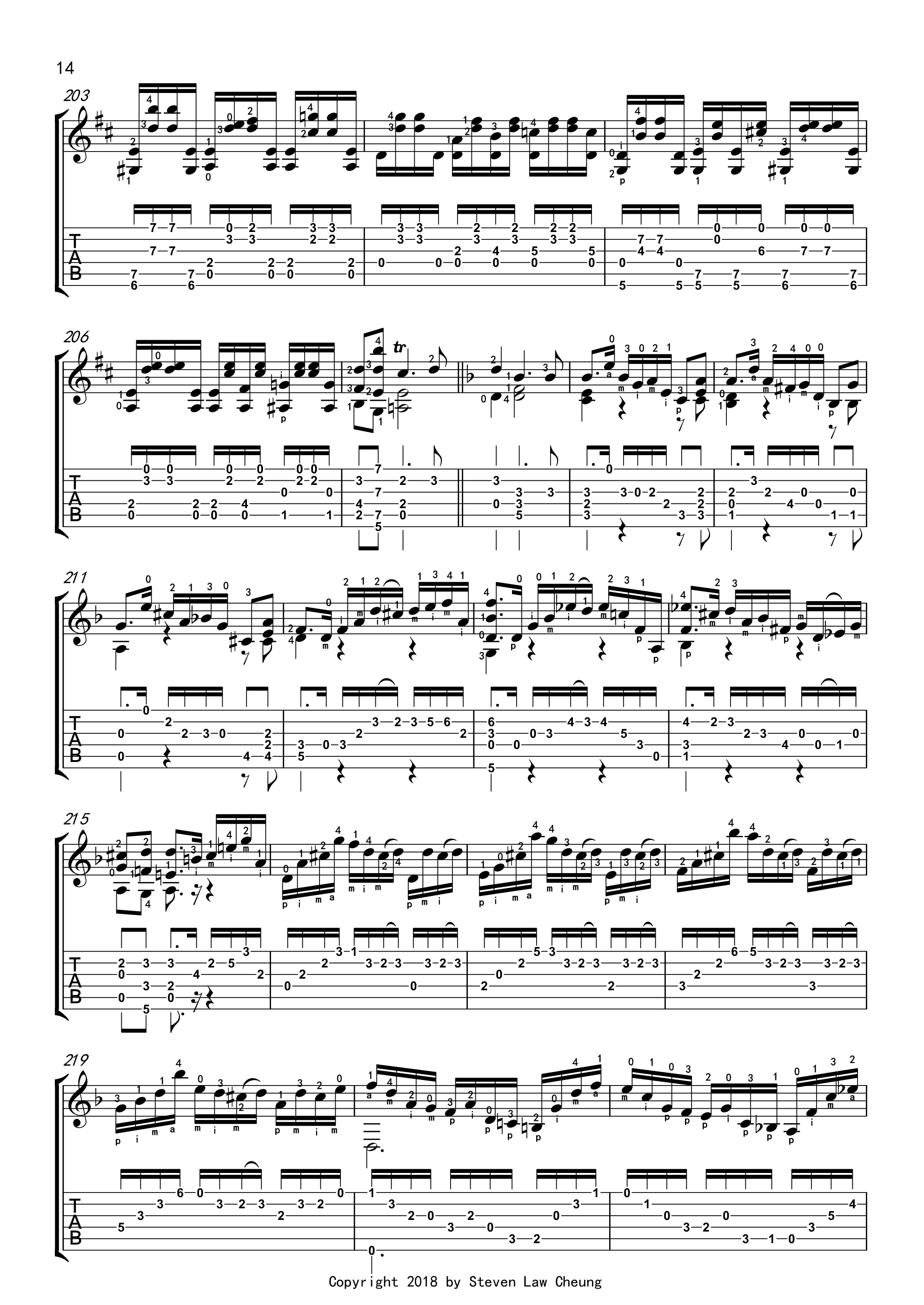 Bach BWV 1004 Chaconne Partita No.2吉他谱14