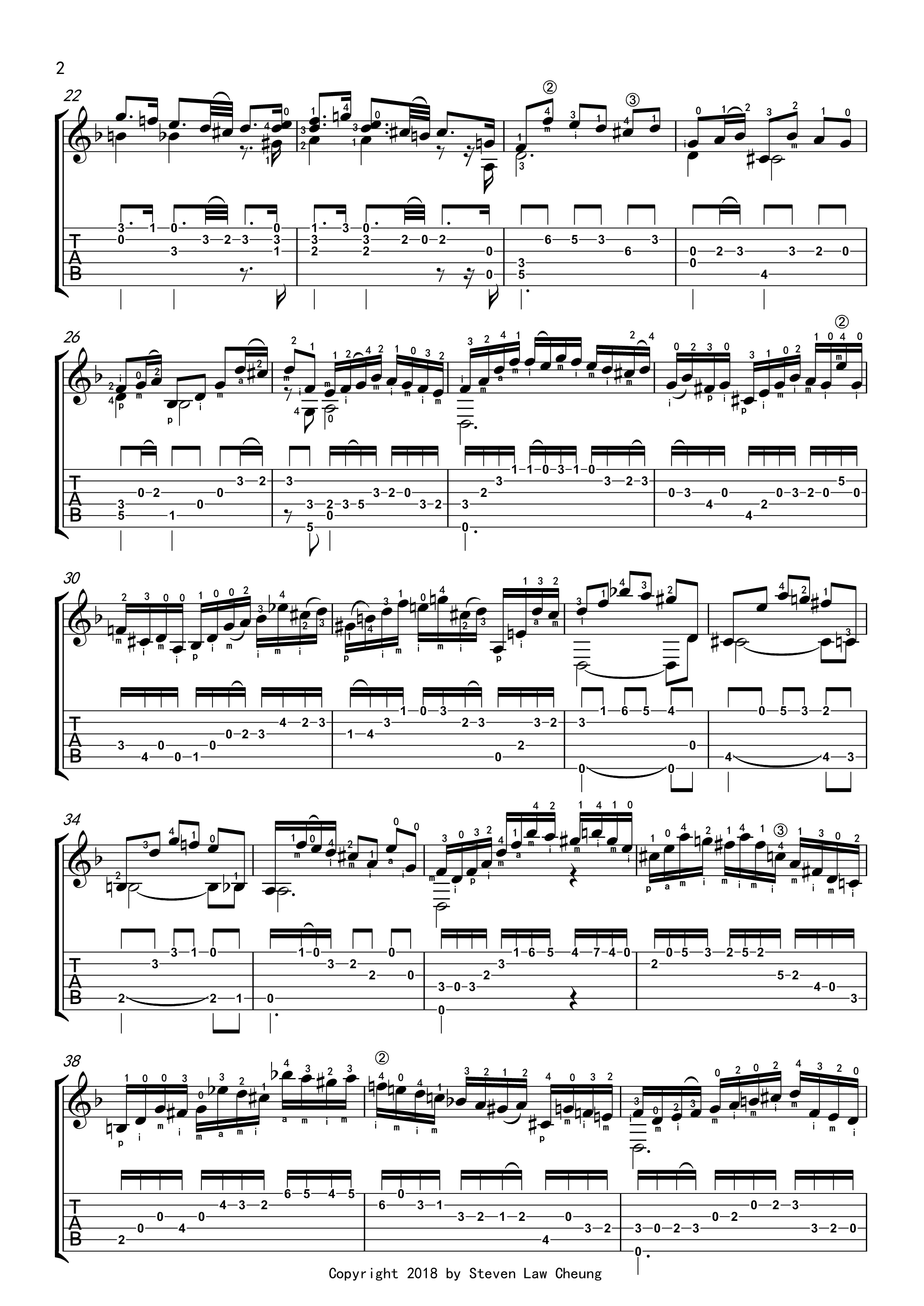 Bach BWV 1004 Chaconne Partita No.2吉他谱2