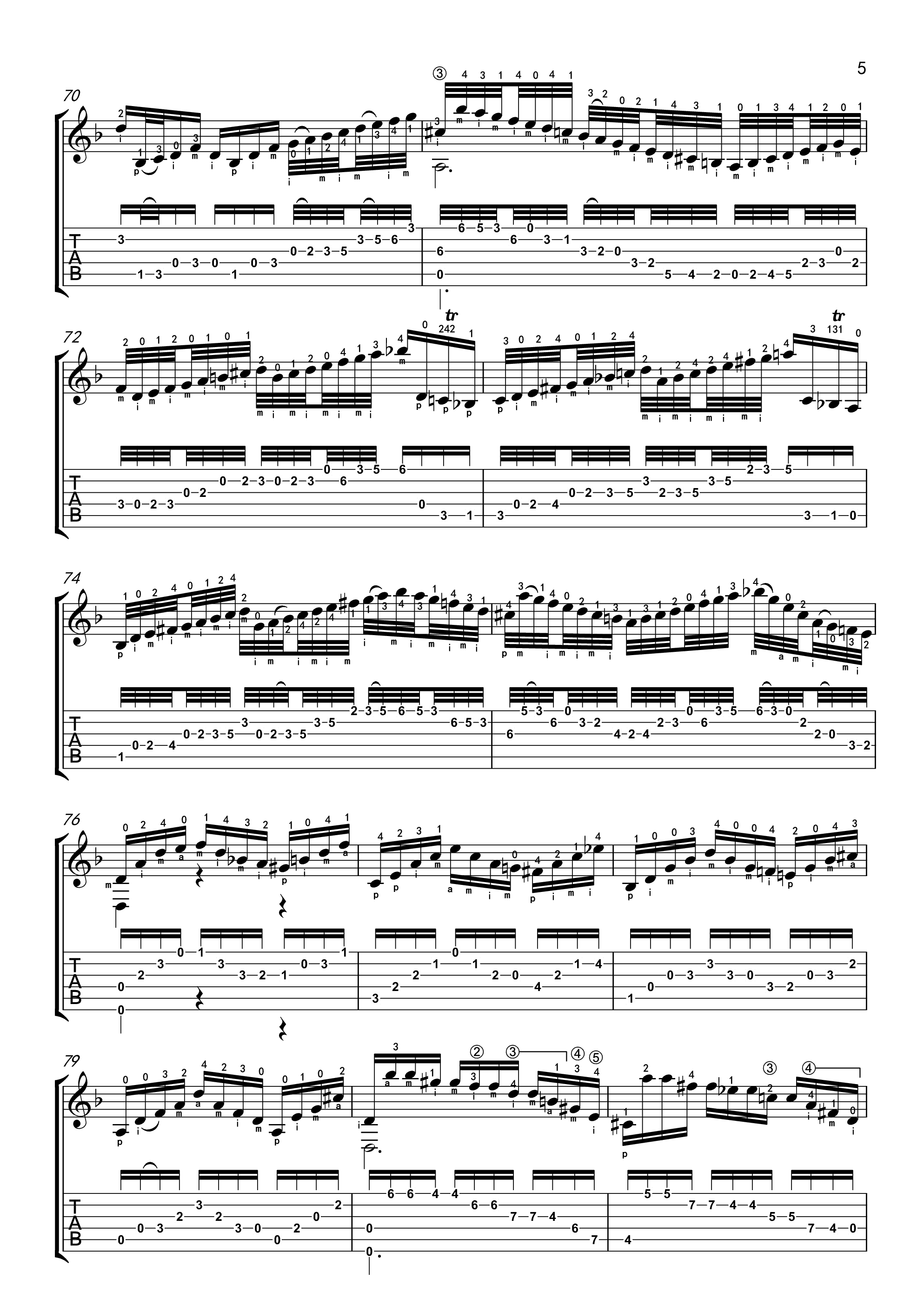 Bach BWV 1004 Chaconne Partita No.2吉他谱5