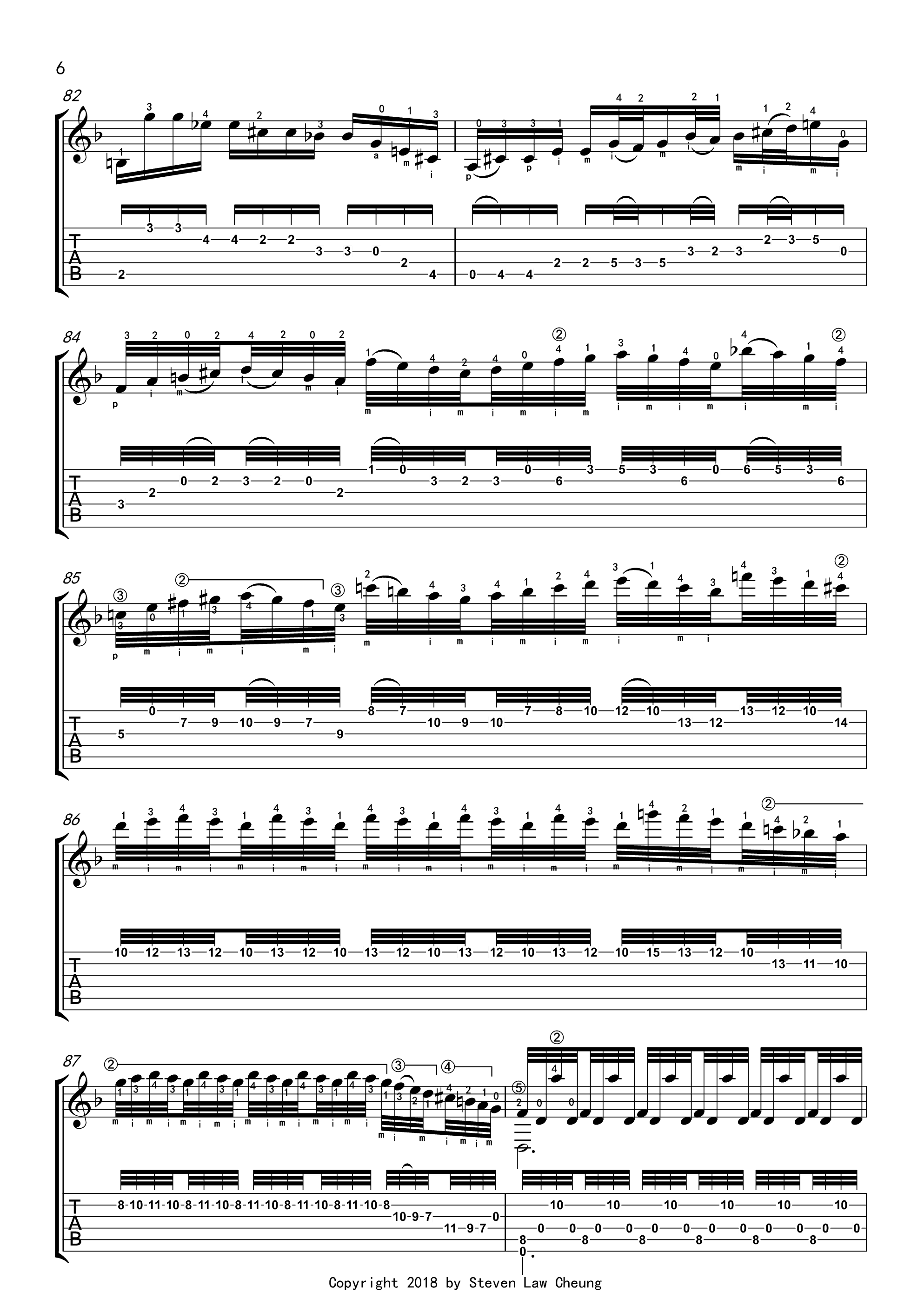 Bach BWV 1004 Chaconne Partita No.2吉他谱6