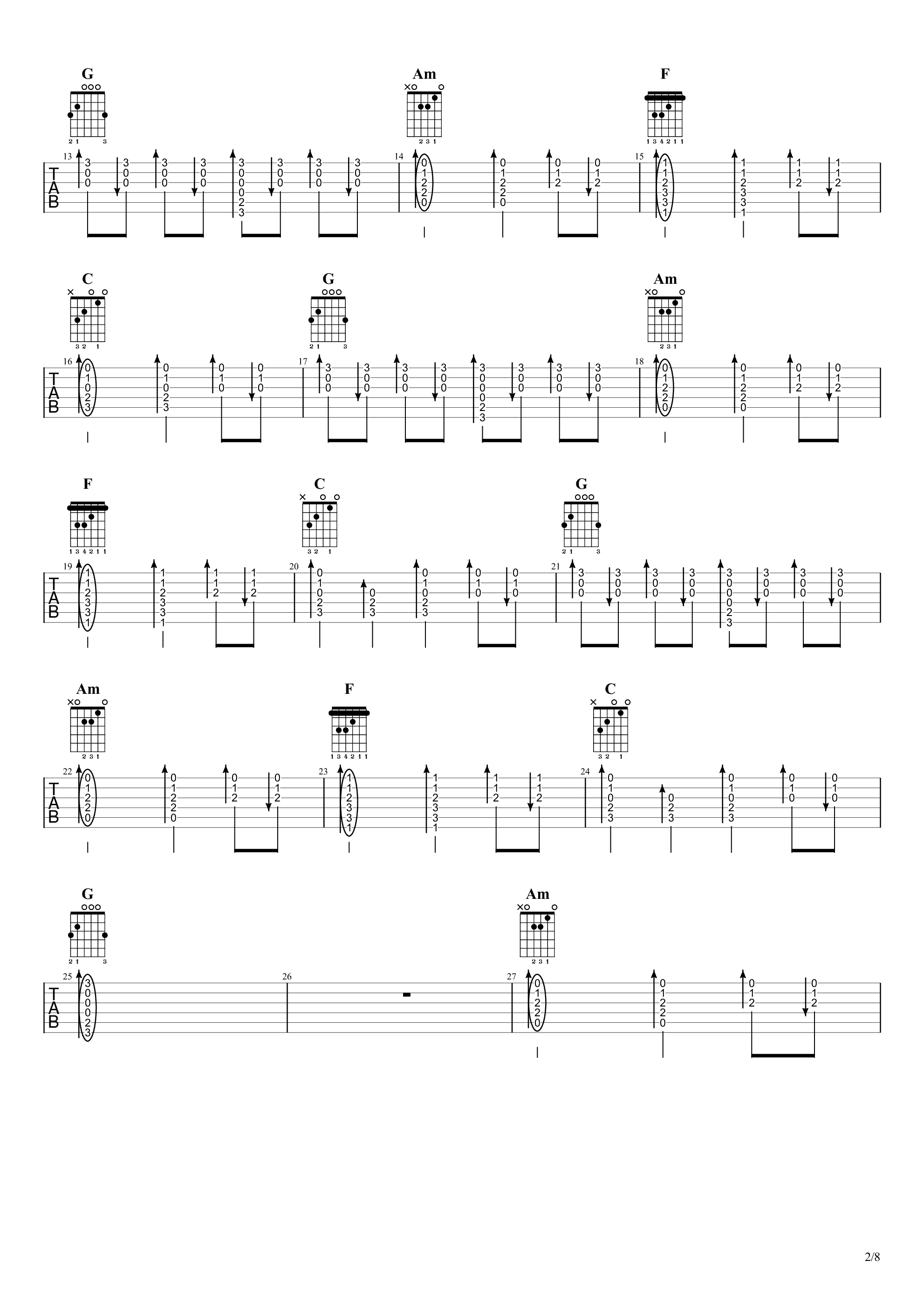 平凡之路（live）吉他谱2