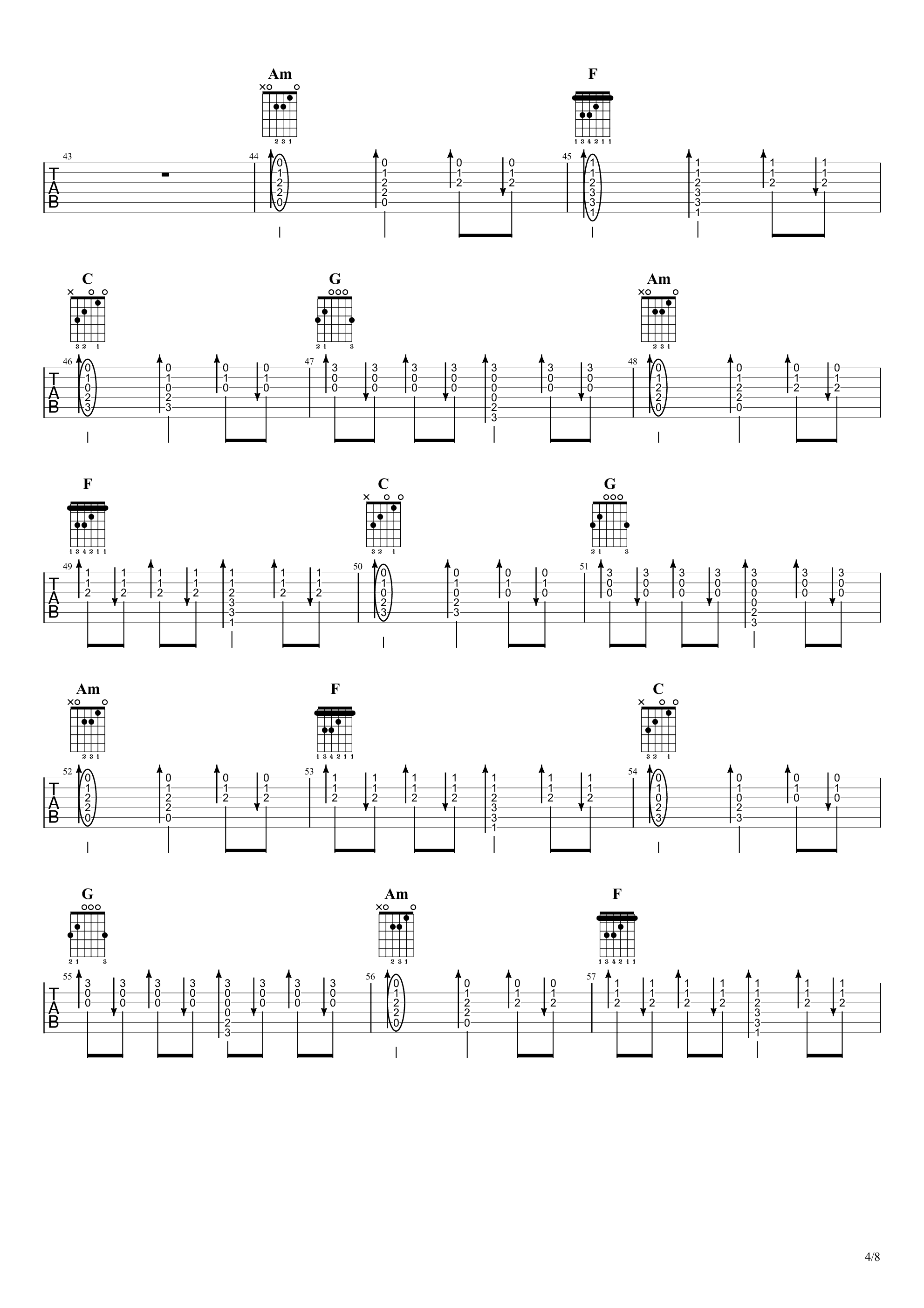 平凡之路（live）吉他谱4