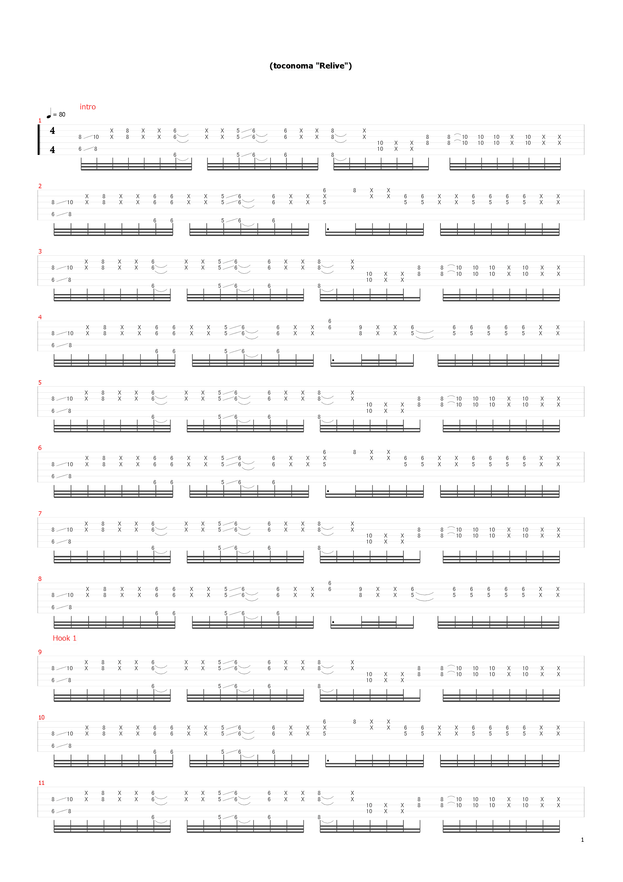 relive吉他谱1