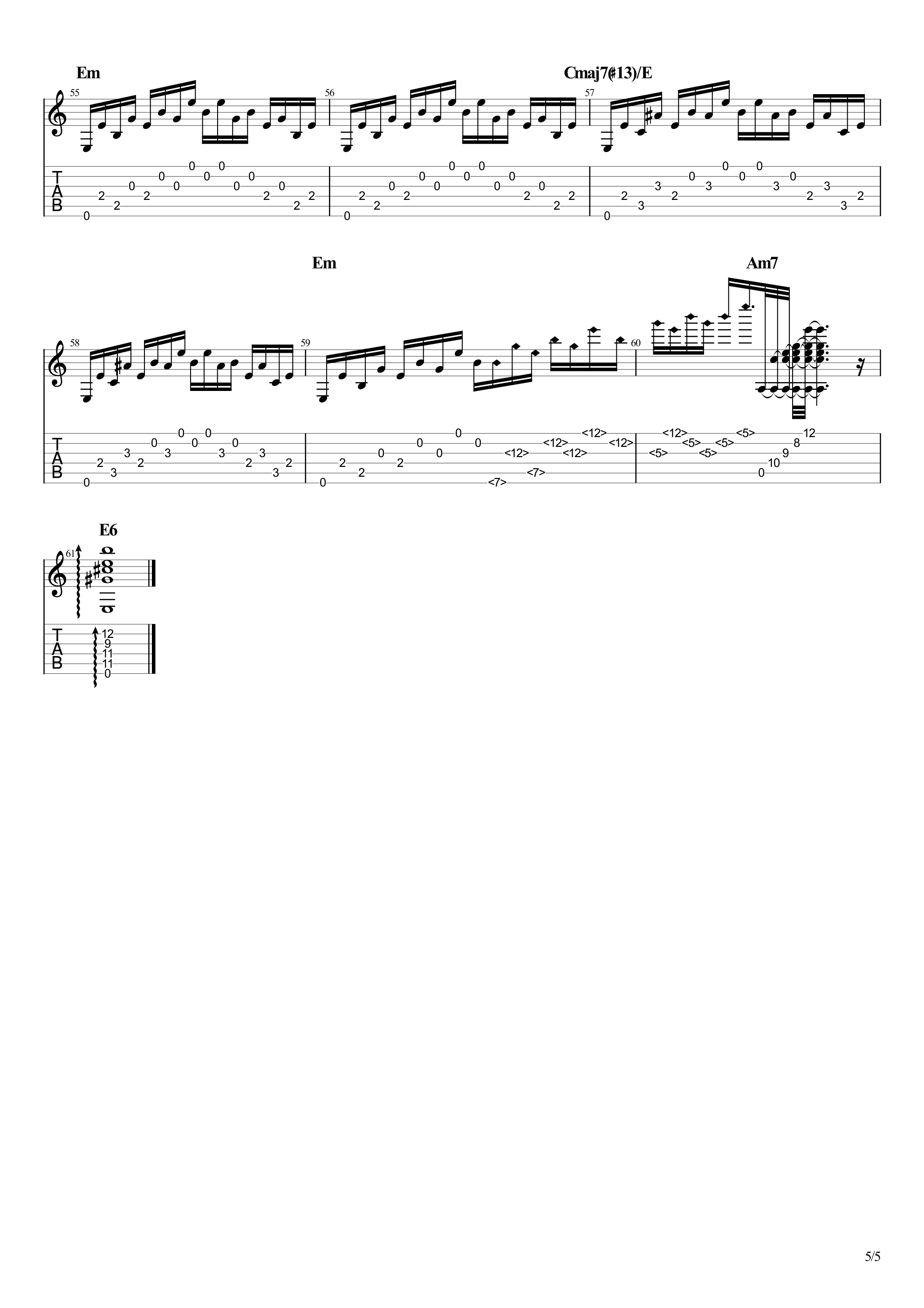 维拉罗伯斯练习曲1号（修改版）吉他谱5