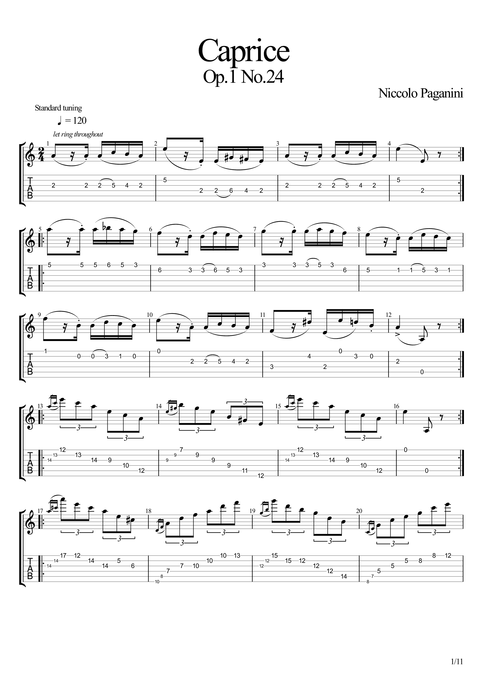 Fifth Caprice吉他谱(gtp谱)_帕格尼尼(Niccolò Paganini)
