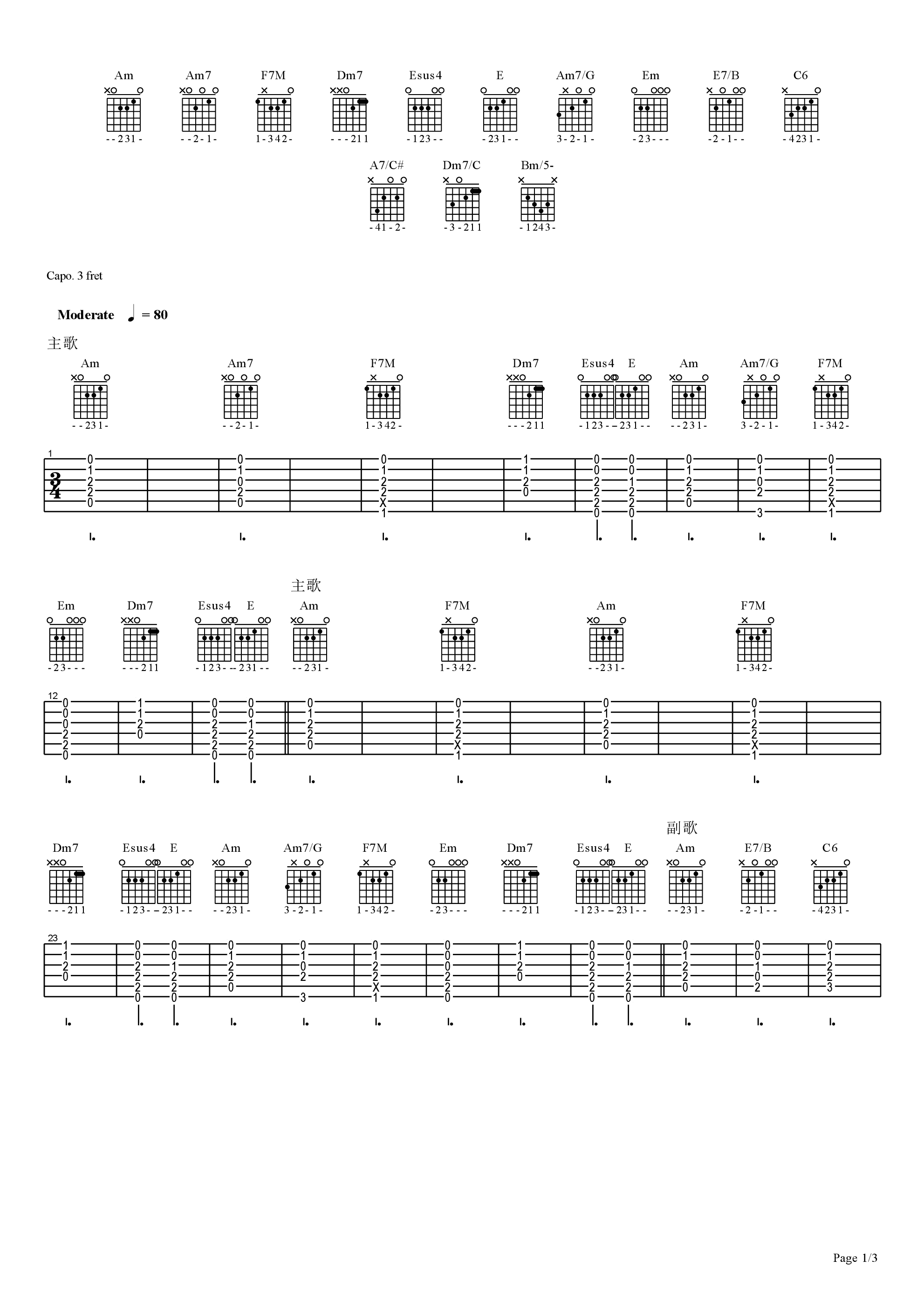 尼尔远古之歌(イニシエノウタ)吉他谱1