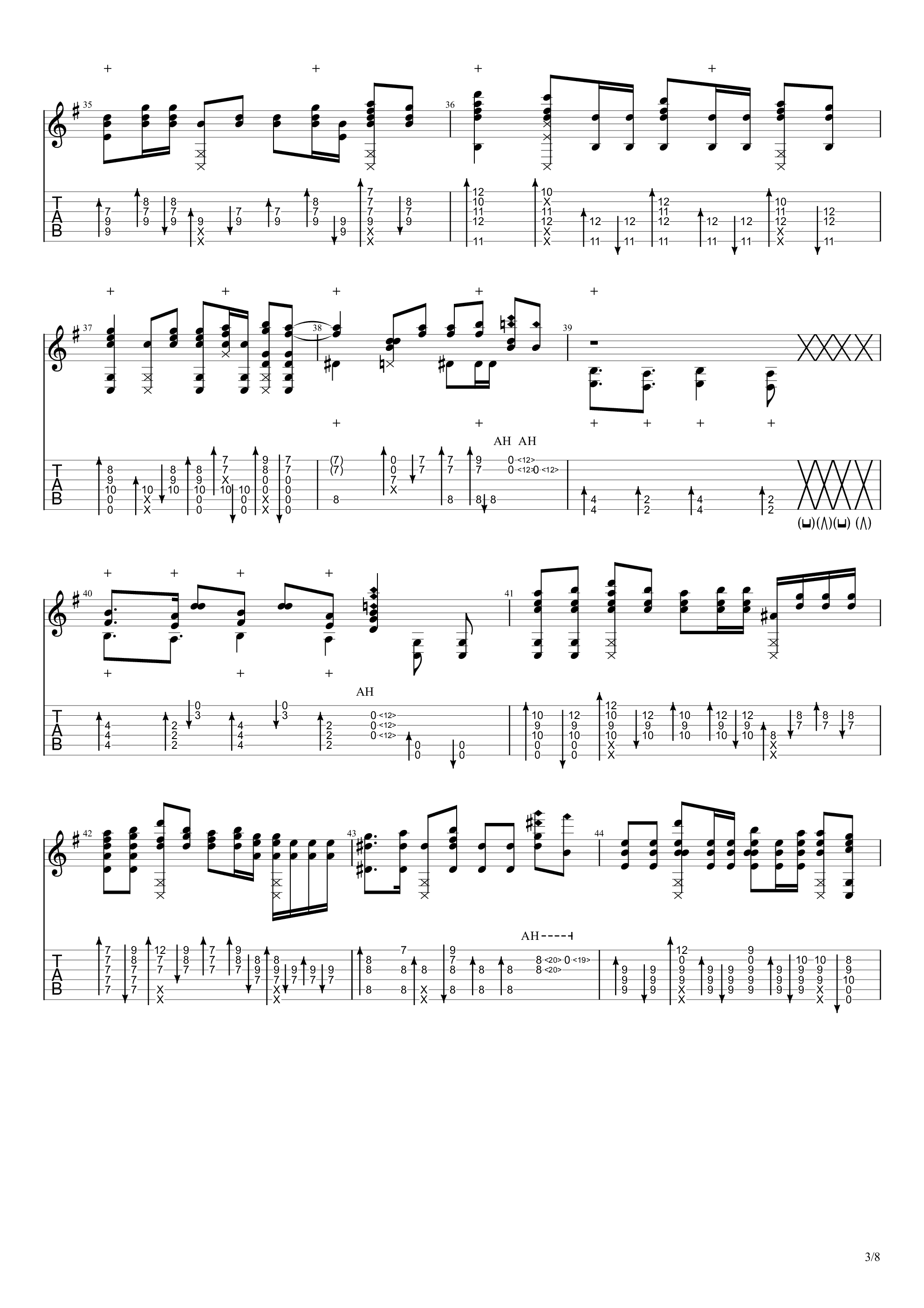 红莲华(gurenge)吉他谱(pdf谱,指弹)