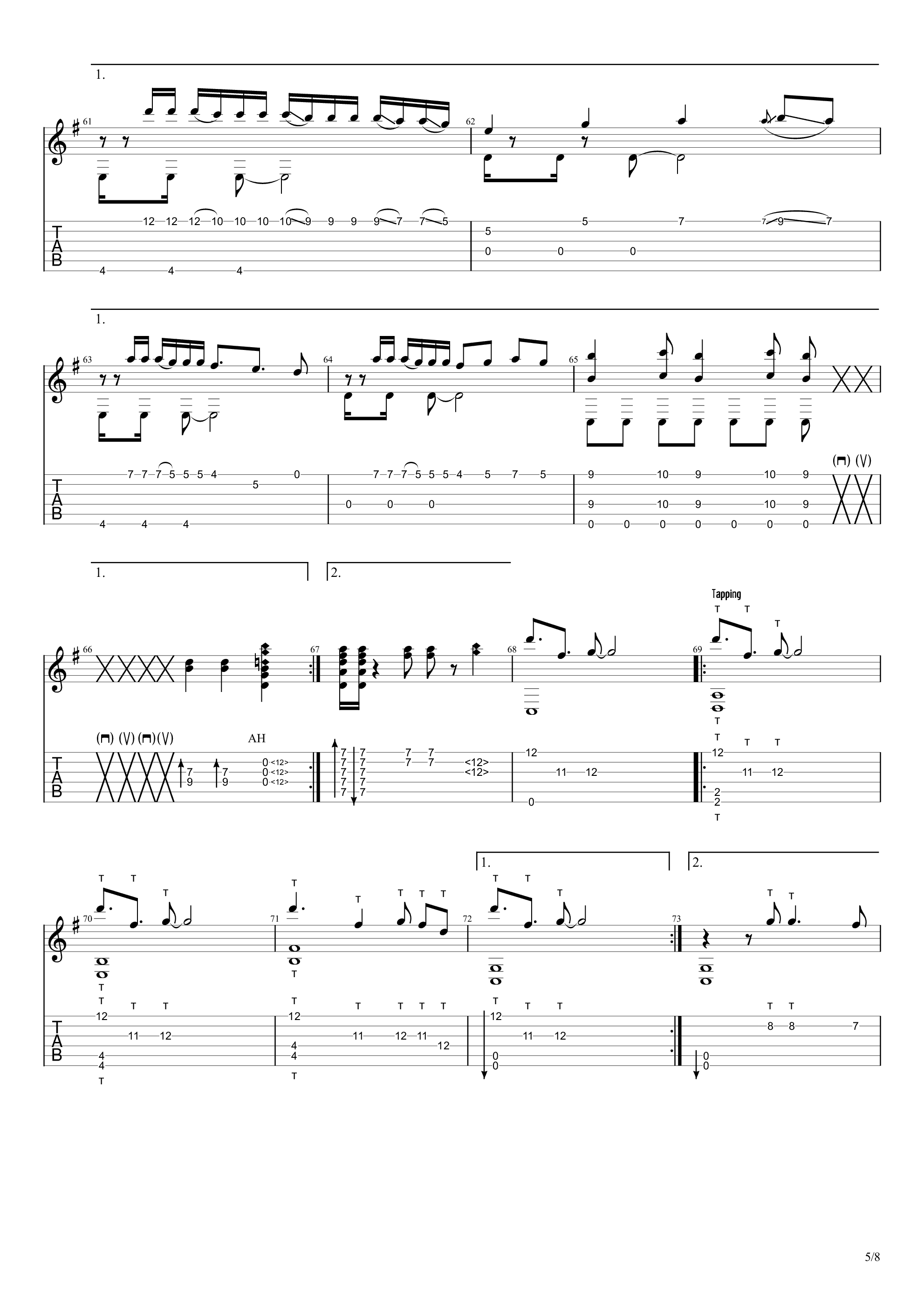 红莲华(gurenge)吉他谱(pdf谱,指弹)