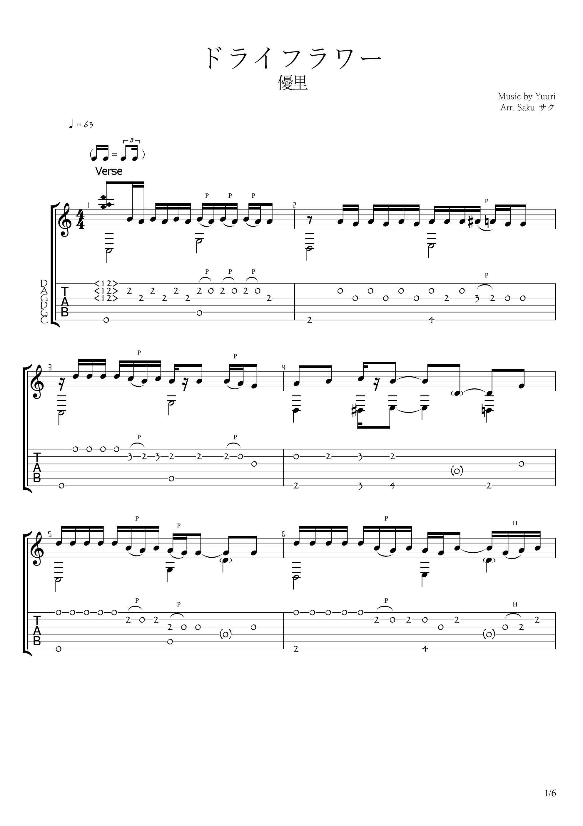 ドライフラワー（干花）吉他谱1