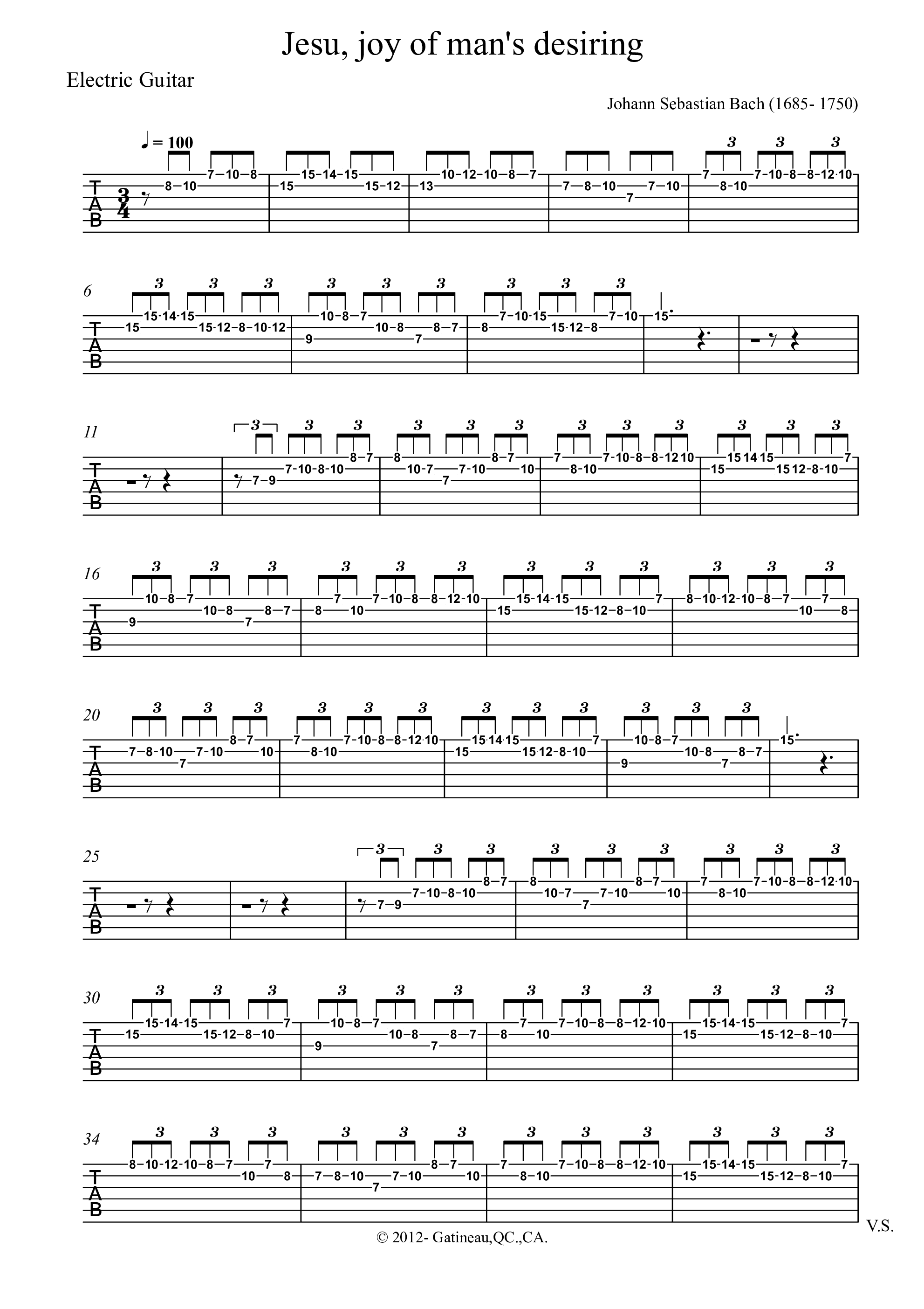 BWV147 Choral 管风琴高音旋律吉他谱1