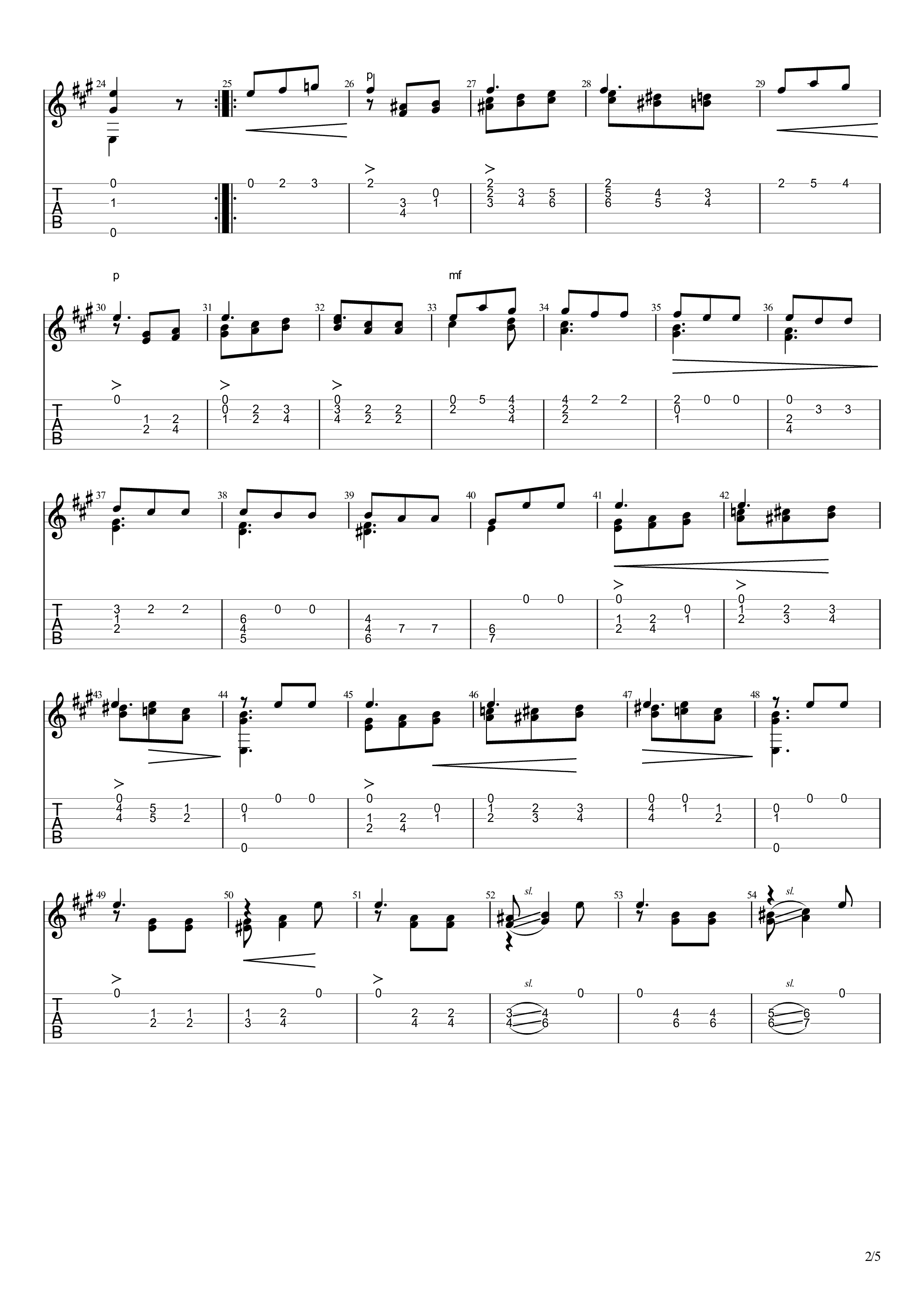 Op.6 No.6 (塞戈维亚精选索尔练习曲20首 第十二首）吉他谱2