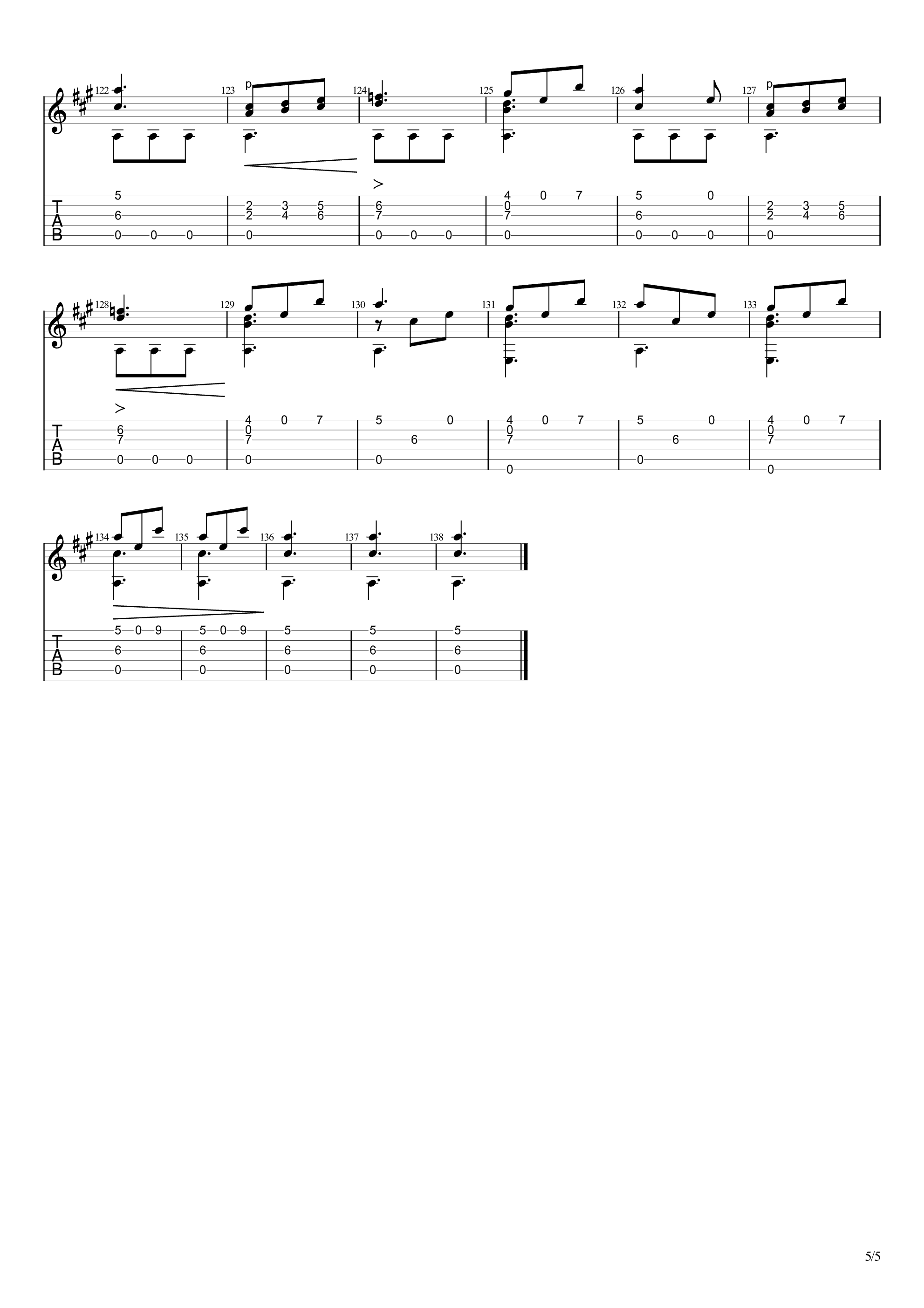 Op.6 No.6 (塞戈维亚精选索尔练习曲20首 第十二首）吉他谱5