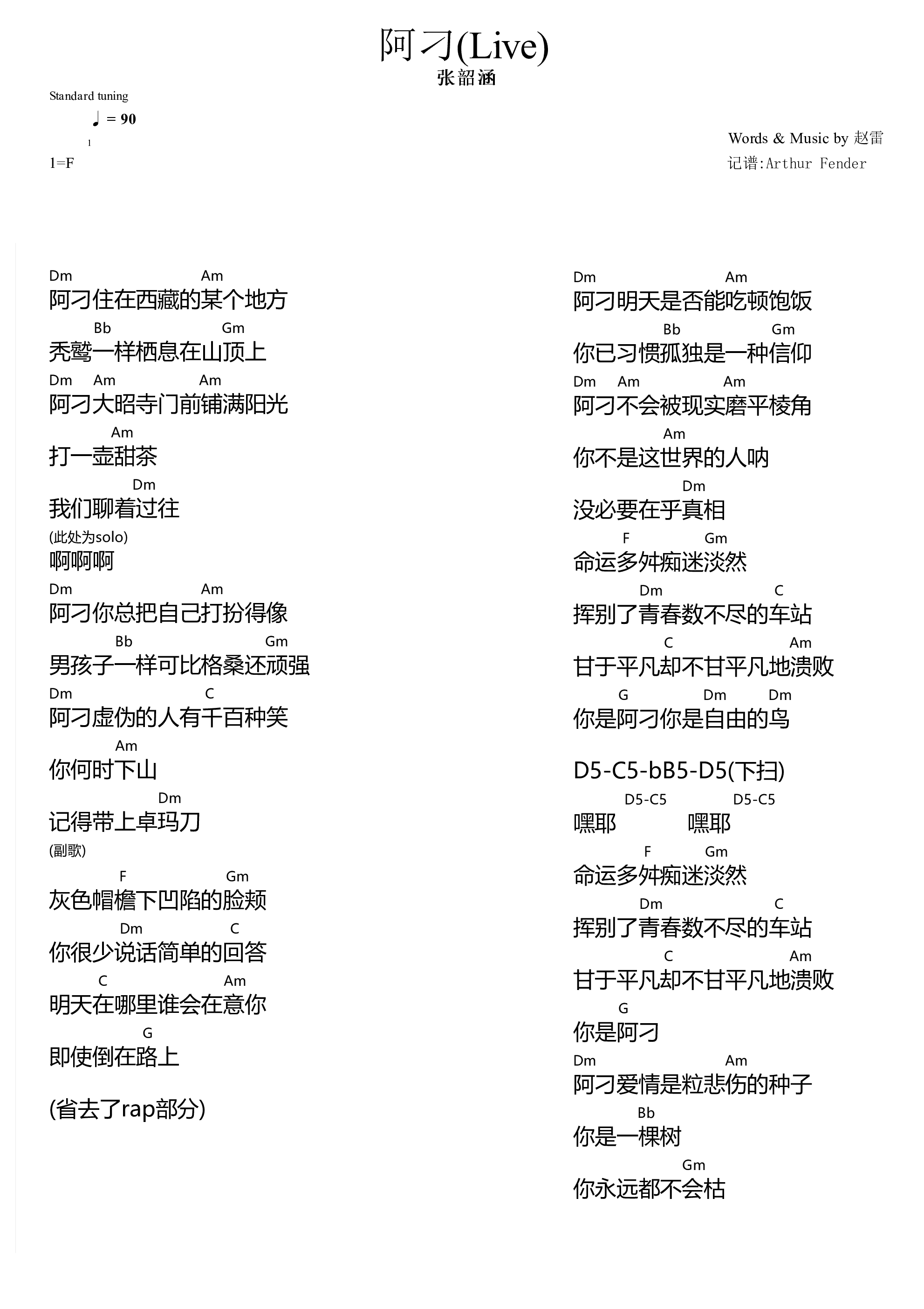 阿刁(live)吉他谱1