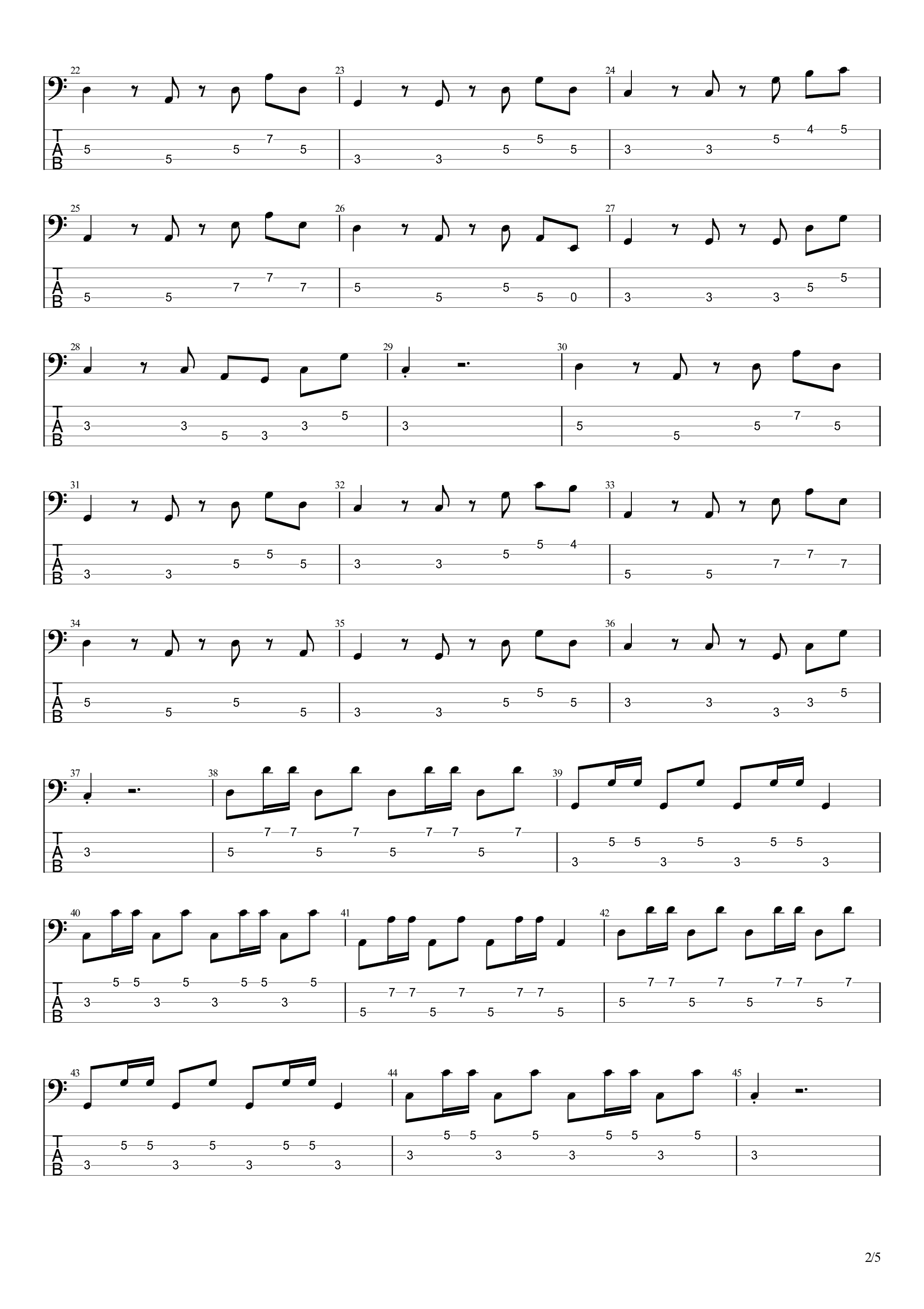 金风玉露（贝斯谱）吉他谱2