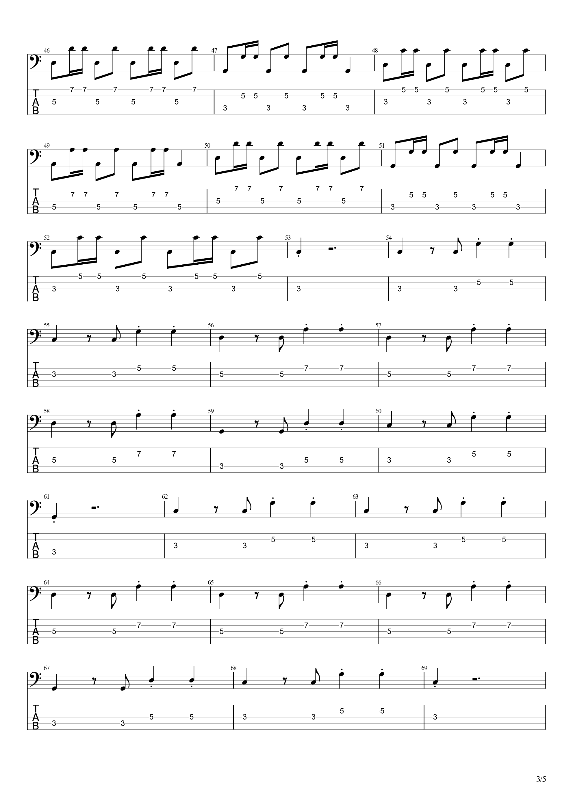 金风玉露（贝斯谱）吉他谱3