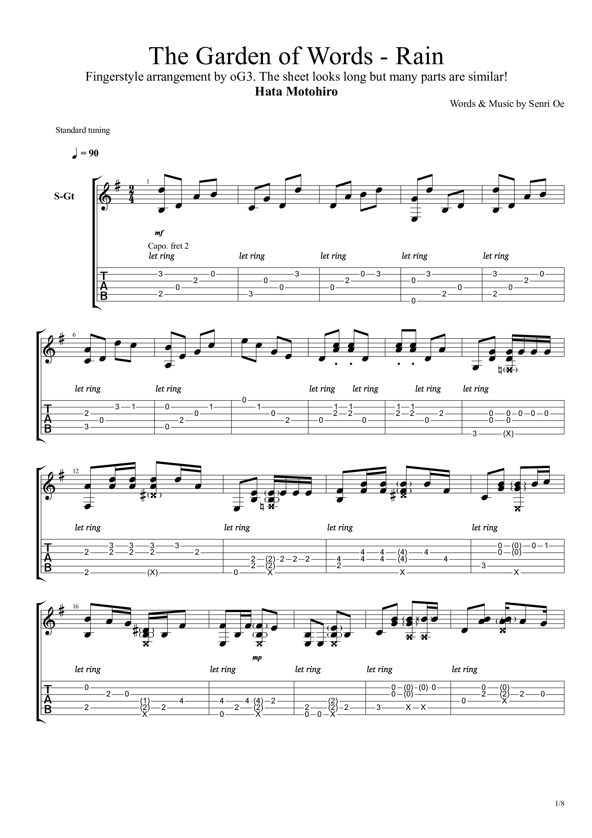 The Garden of Words(言叶之庭 ) - Rain吉他谱1