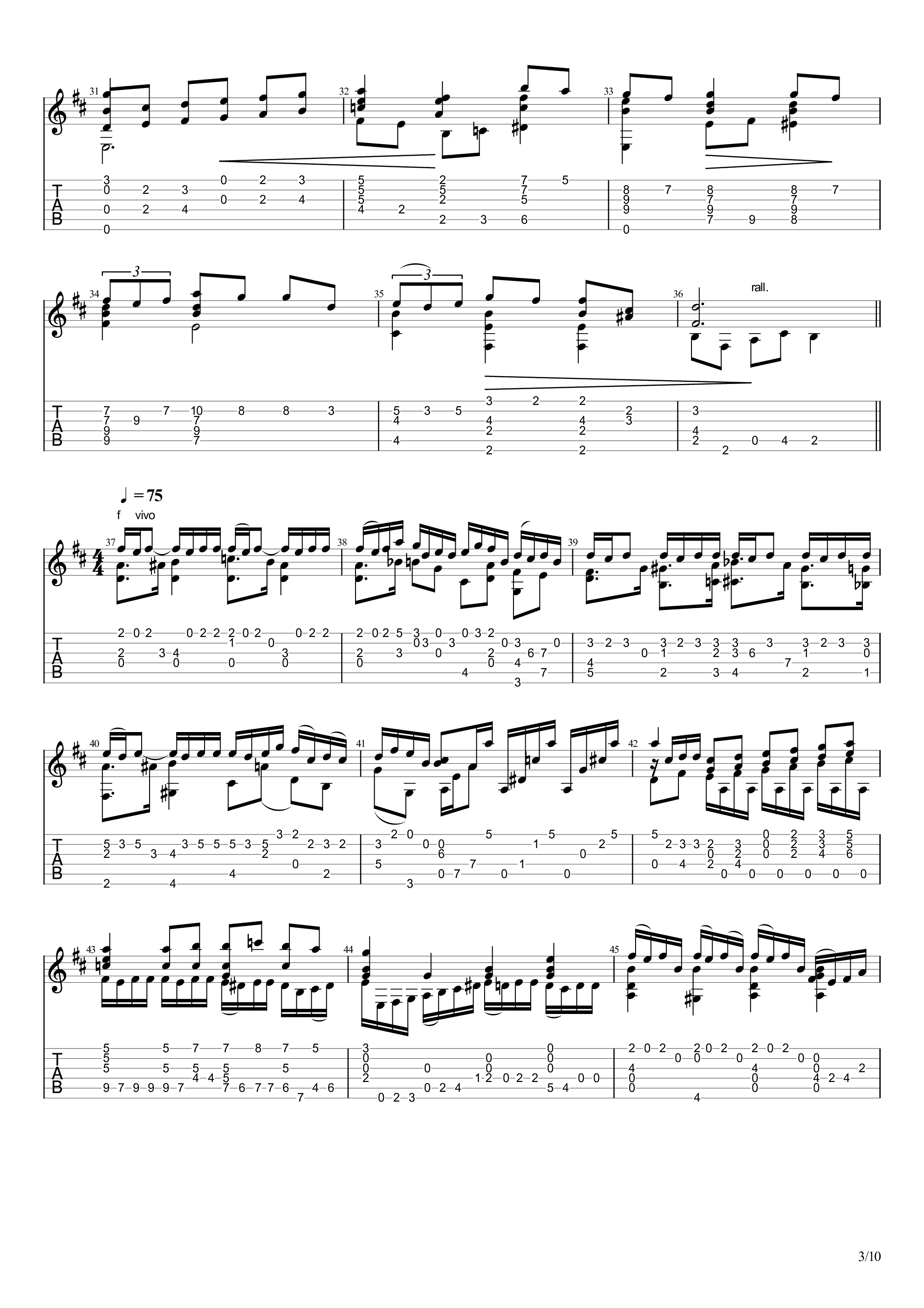 斯克里亚宾主题变奏曲（Variations sur un thème de Scriabine）吉他谱3