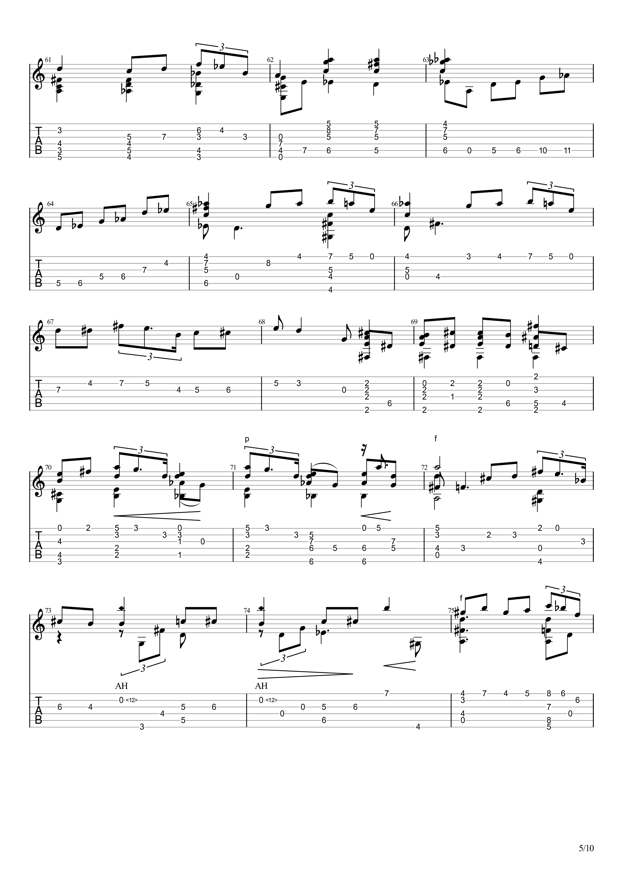 斯克里亚宾主题变奏曲（Variations sur un thème de Scriabine）吉他谱5