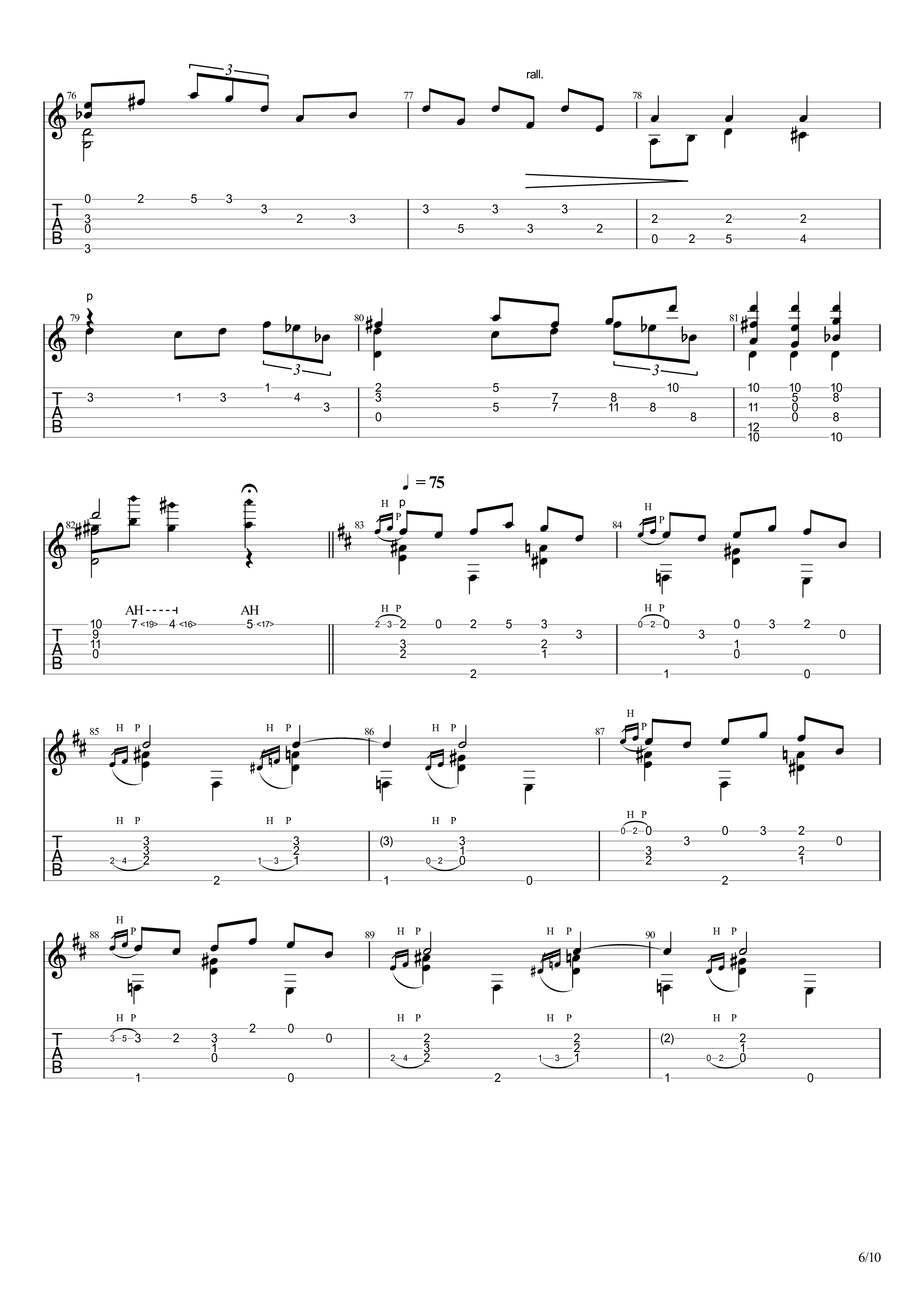 斯克里亚宾主题变奏曲（Variations sur un thème de Scriabine）吉他谱6