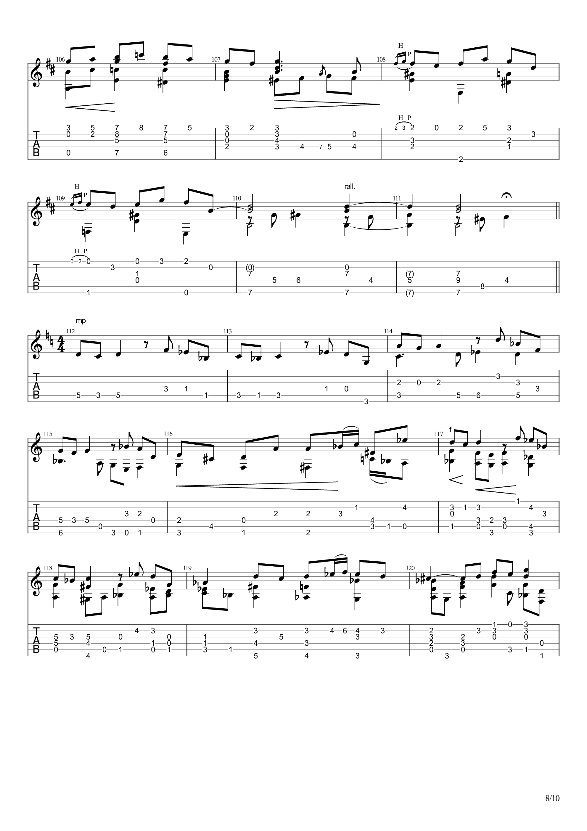 斯克里亚宾主题变奏曲（Variations sur un thème de Scriabine）吉他谱8