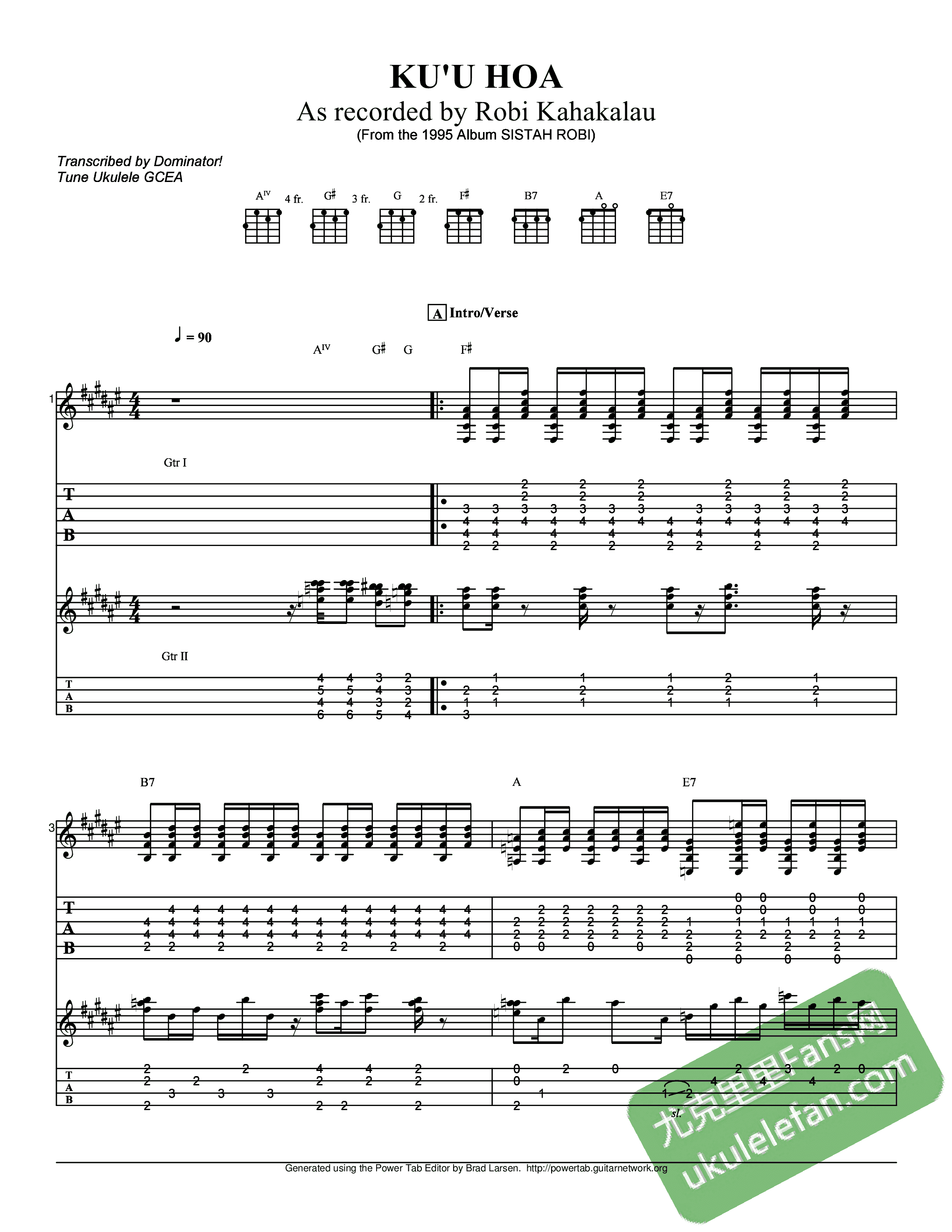 Ku’u Hoa(夏威夷民歌)吉他谱1
