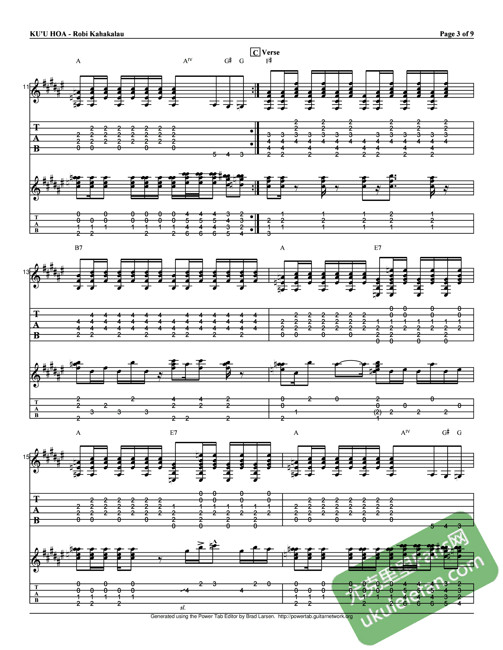 Ku’u Hoa(夏威夷民歌)吉他谱3