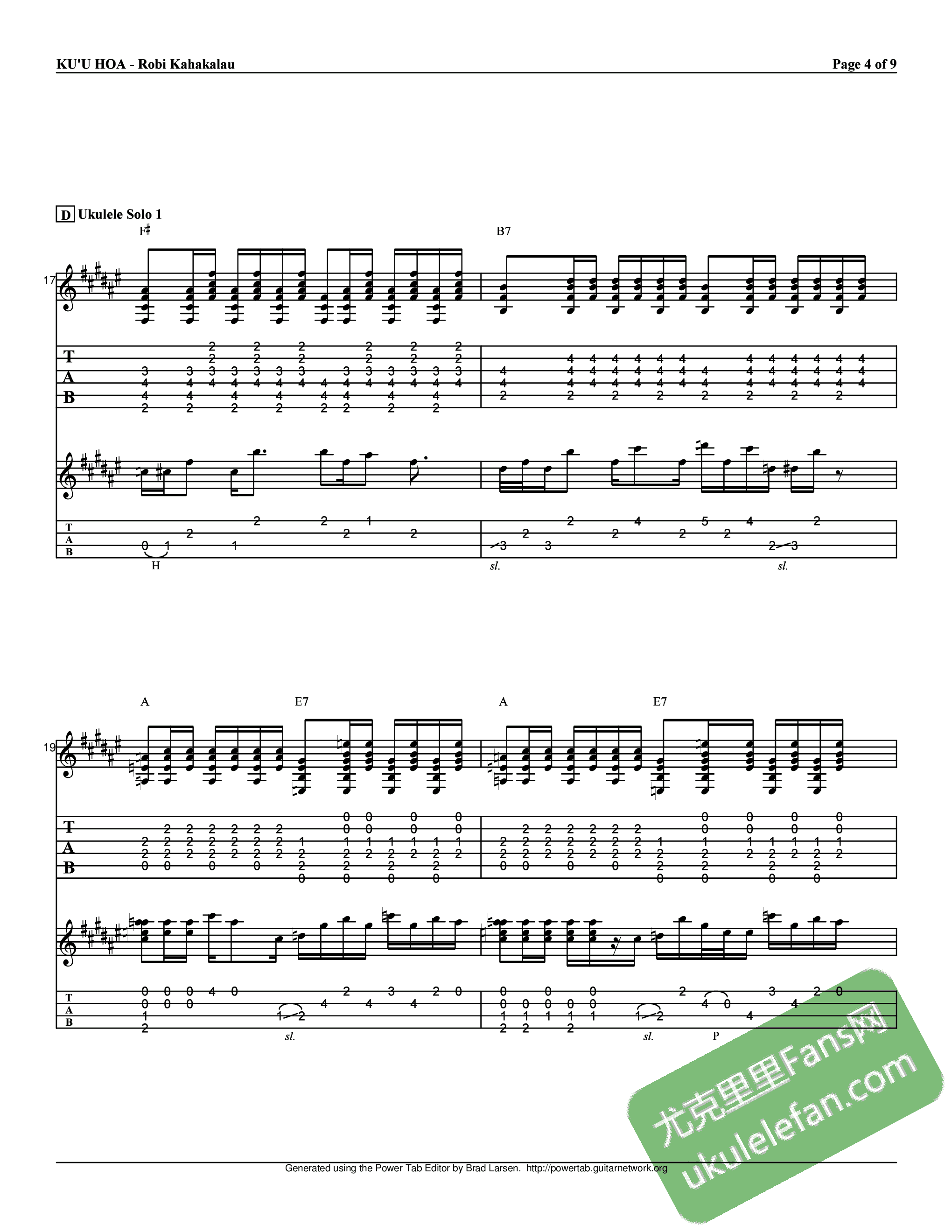 Ku’u Hoa(夏威夷民歌)吉他谱4