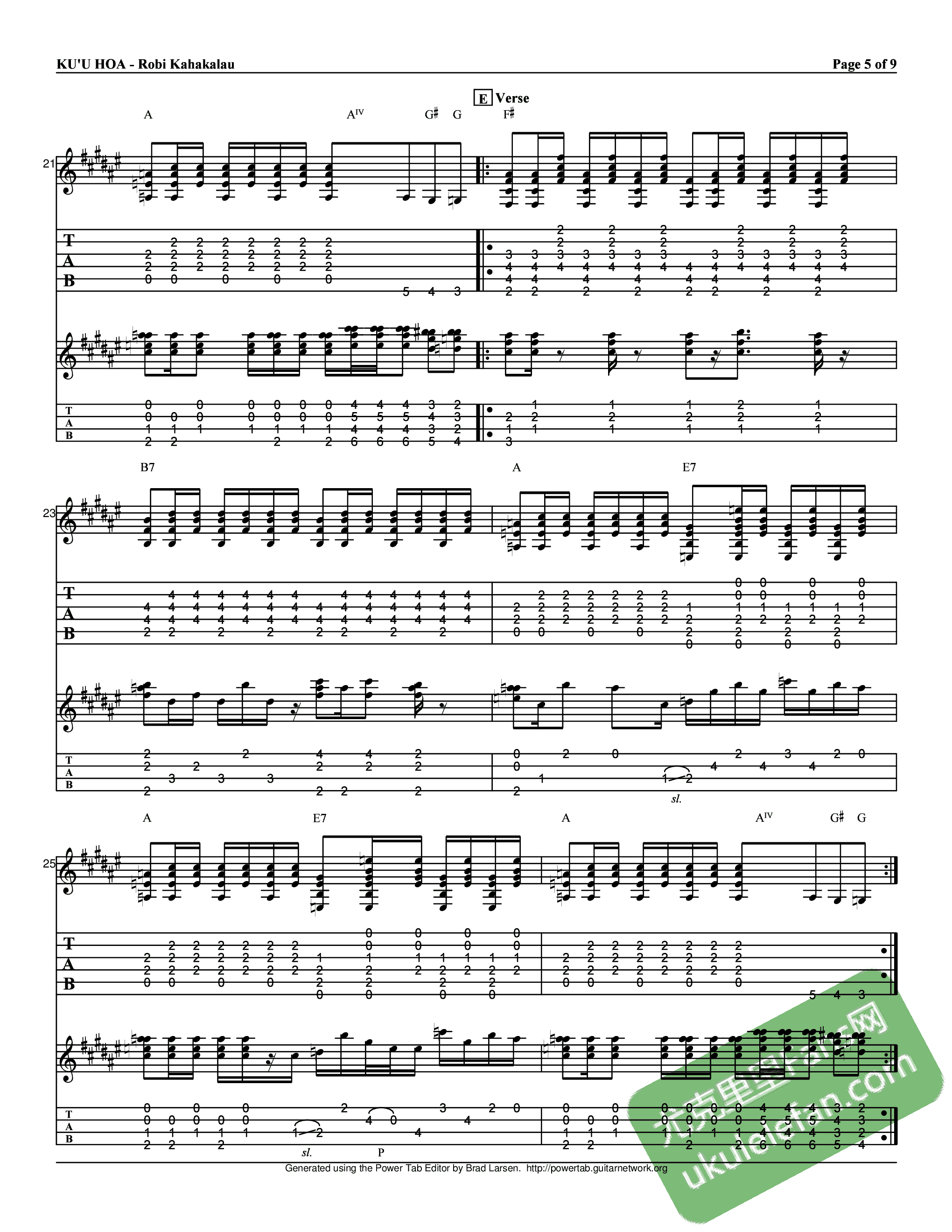 Ku’u Hoa(夏威夷民歌)吉他谱5