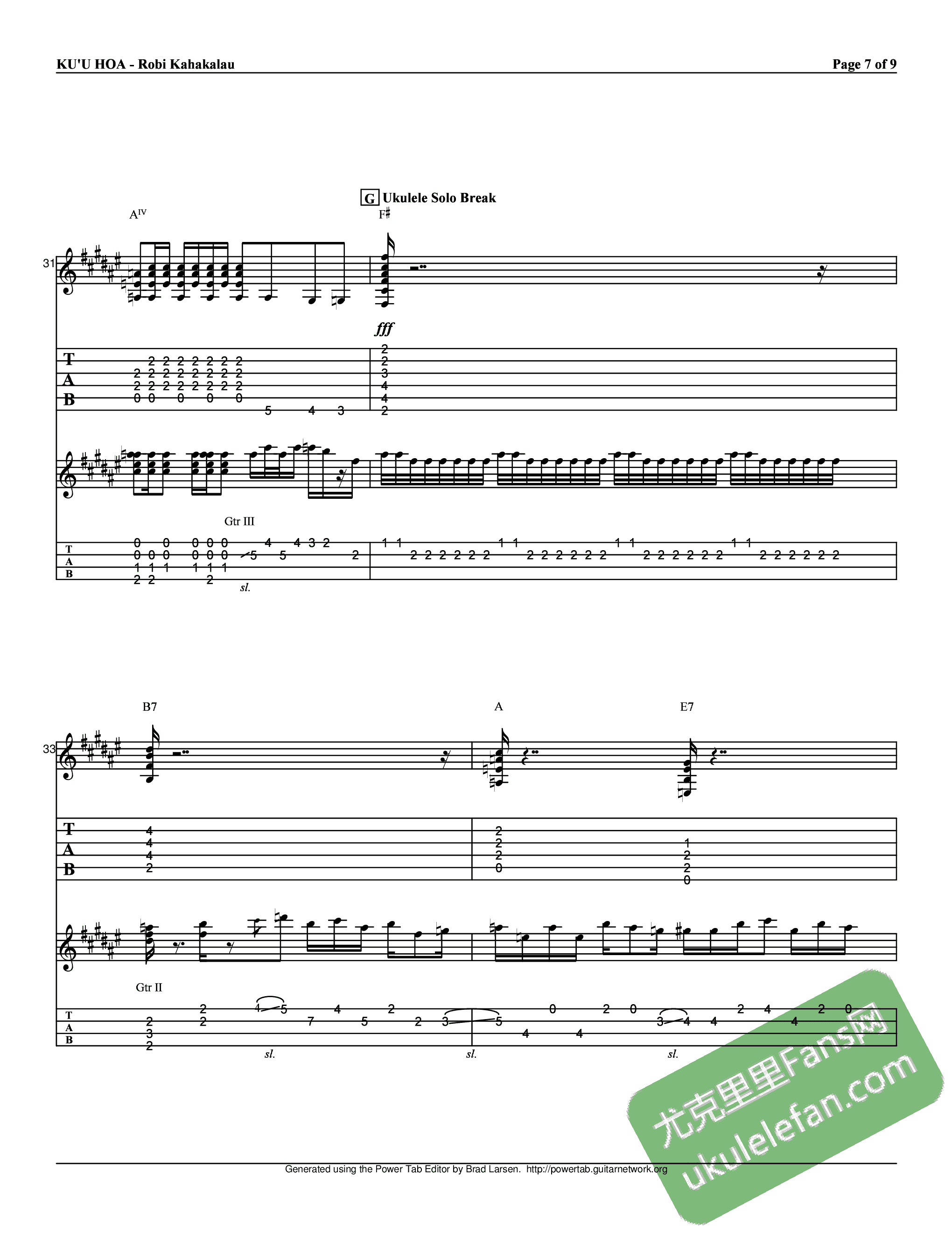 Ku’u Hoa(夏威夷民歌)吉他谱7