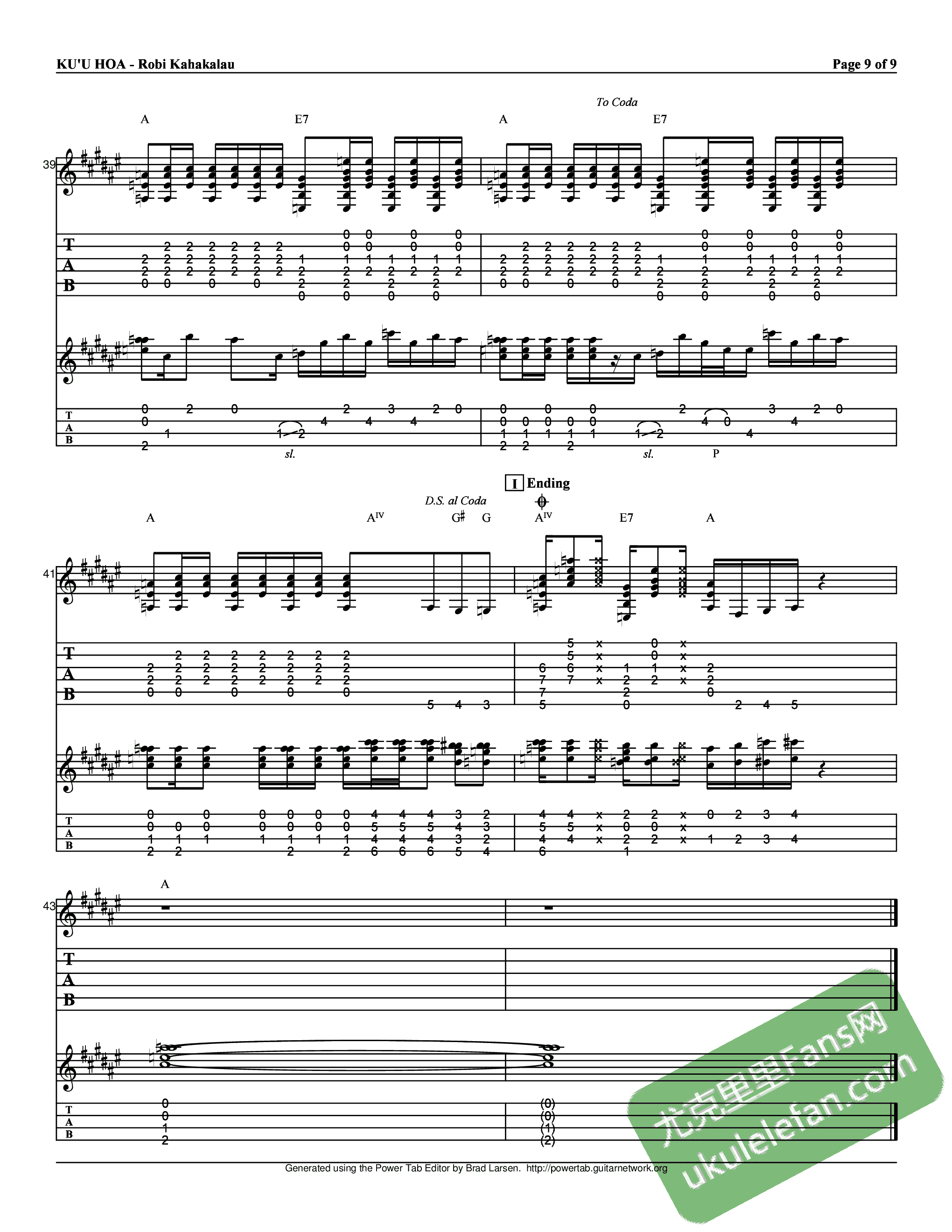 Ku’u Hoa(夏威夷民歌)吉他谱9